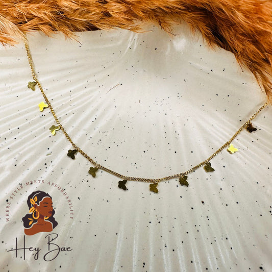 Golden Butterfly Charm Necklace – Dainty Trendy Chain for Women