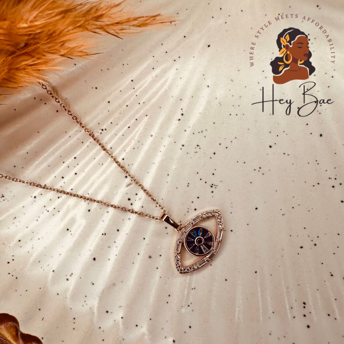 Evil Eye Pendant Necklace – Layered Blue Stone & Crystal Charm