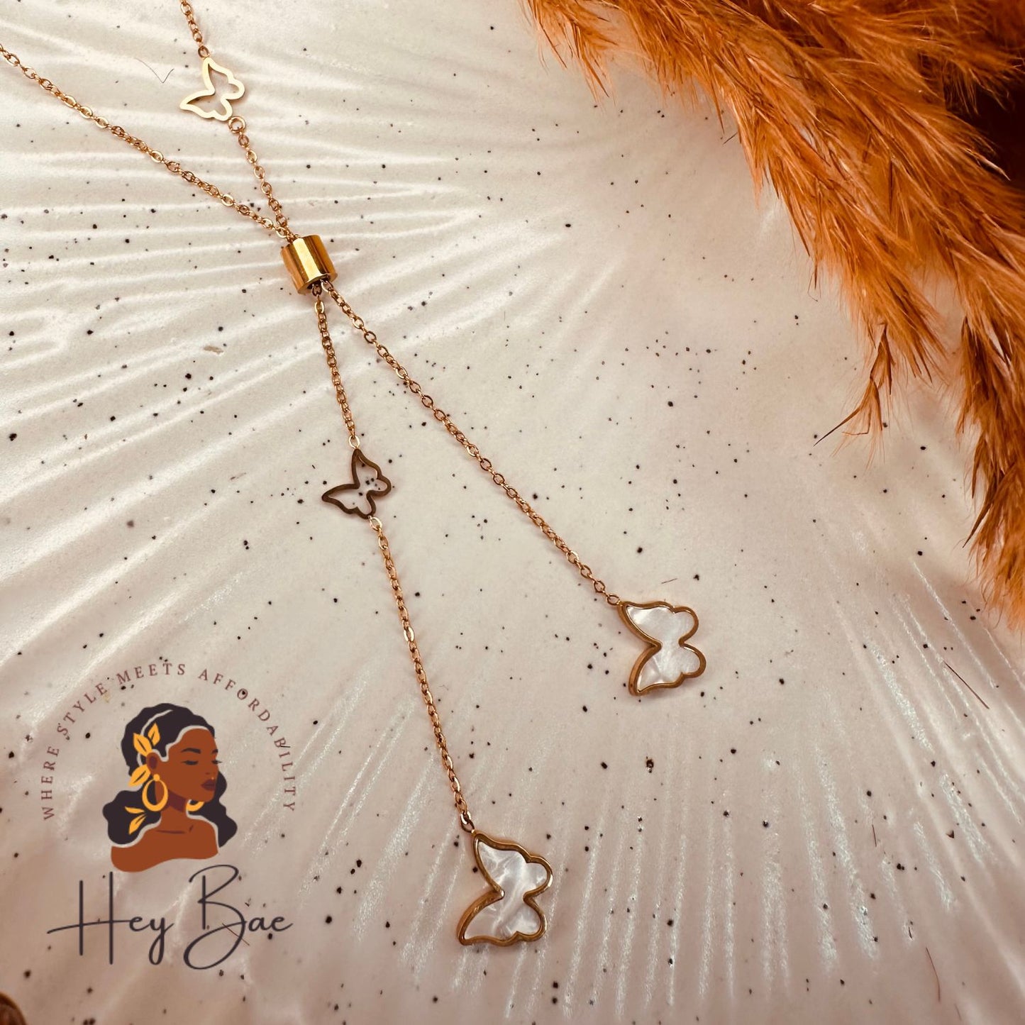 Rose Gold Butterfly Pendant Necklace – Dainty Chain for Women