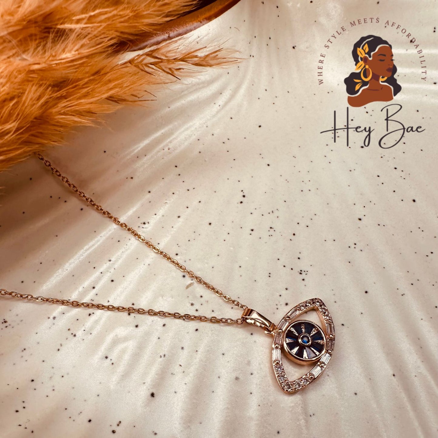 Evil Eye Pendant Necklace – Layered Blue Stone & Crystal Charm