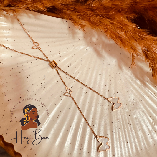 Rose Gold Butterfly Pendant Necklace – Dainty Chain for Women