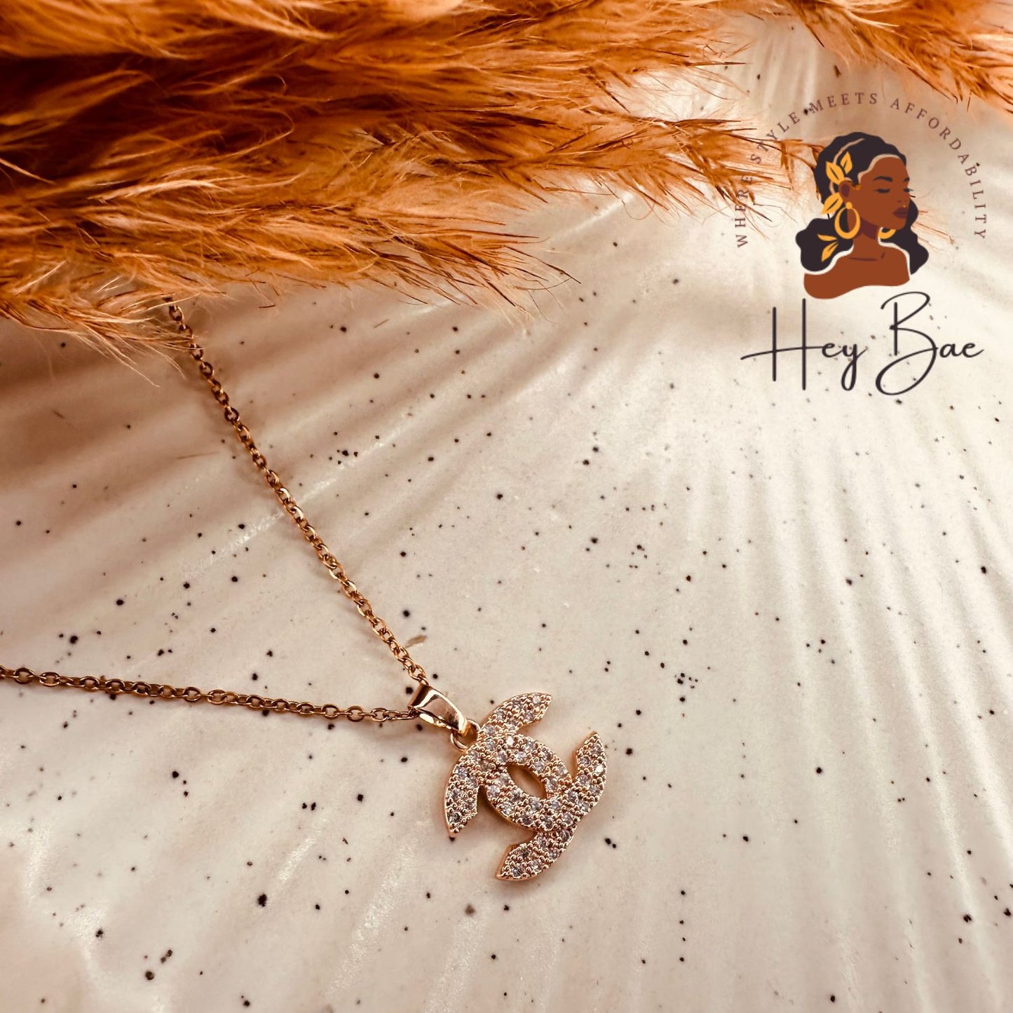 Crystal Logo Pendant Necklace – Designer Inspired Chain for Women