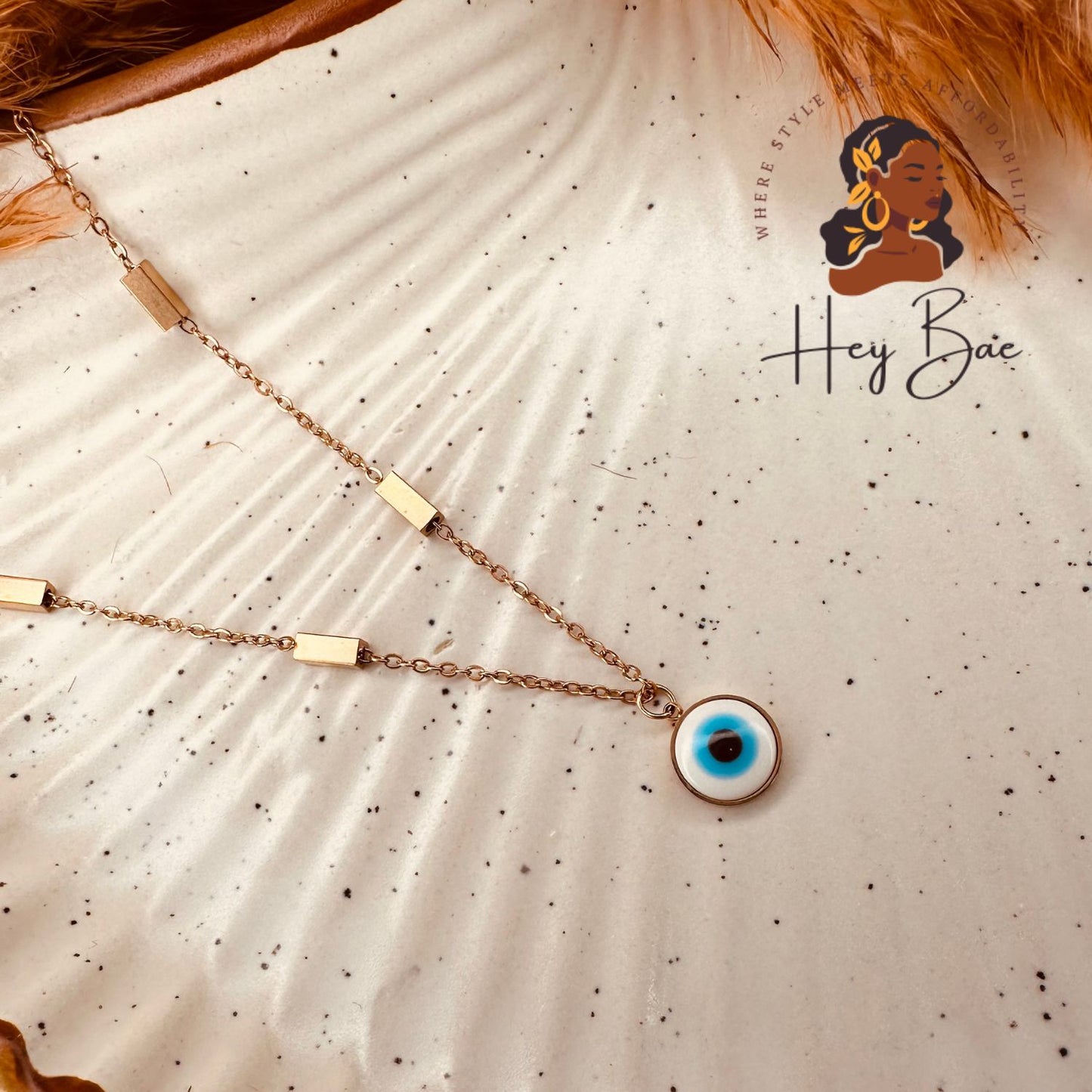 Evil Eye Pendant Necklace – Layered Blue Stone & Crystal Charm