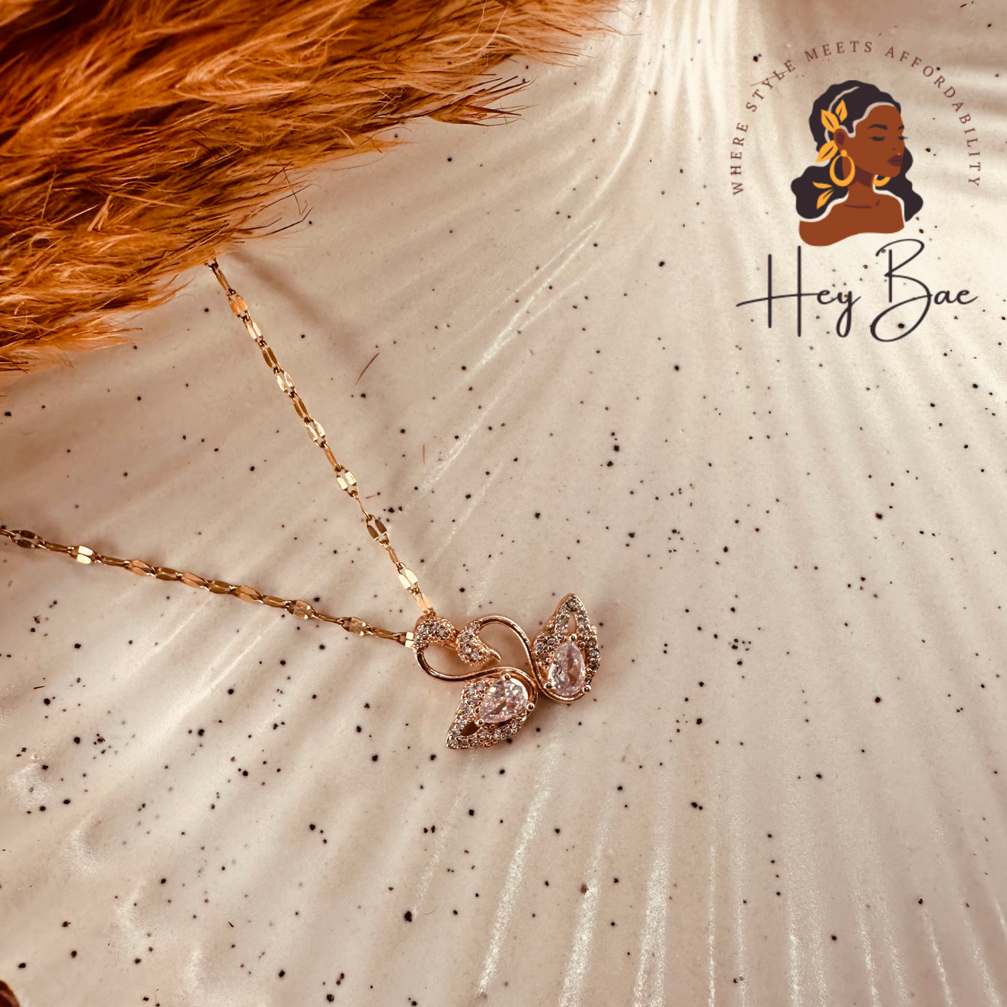 Butterfly Crystal Pendant Necklace – Dainty CZ Stone Chain