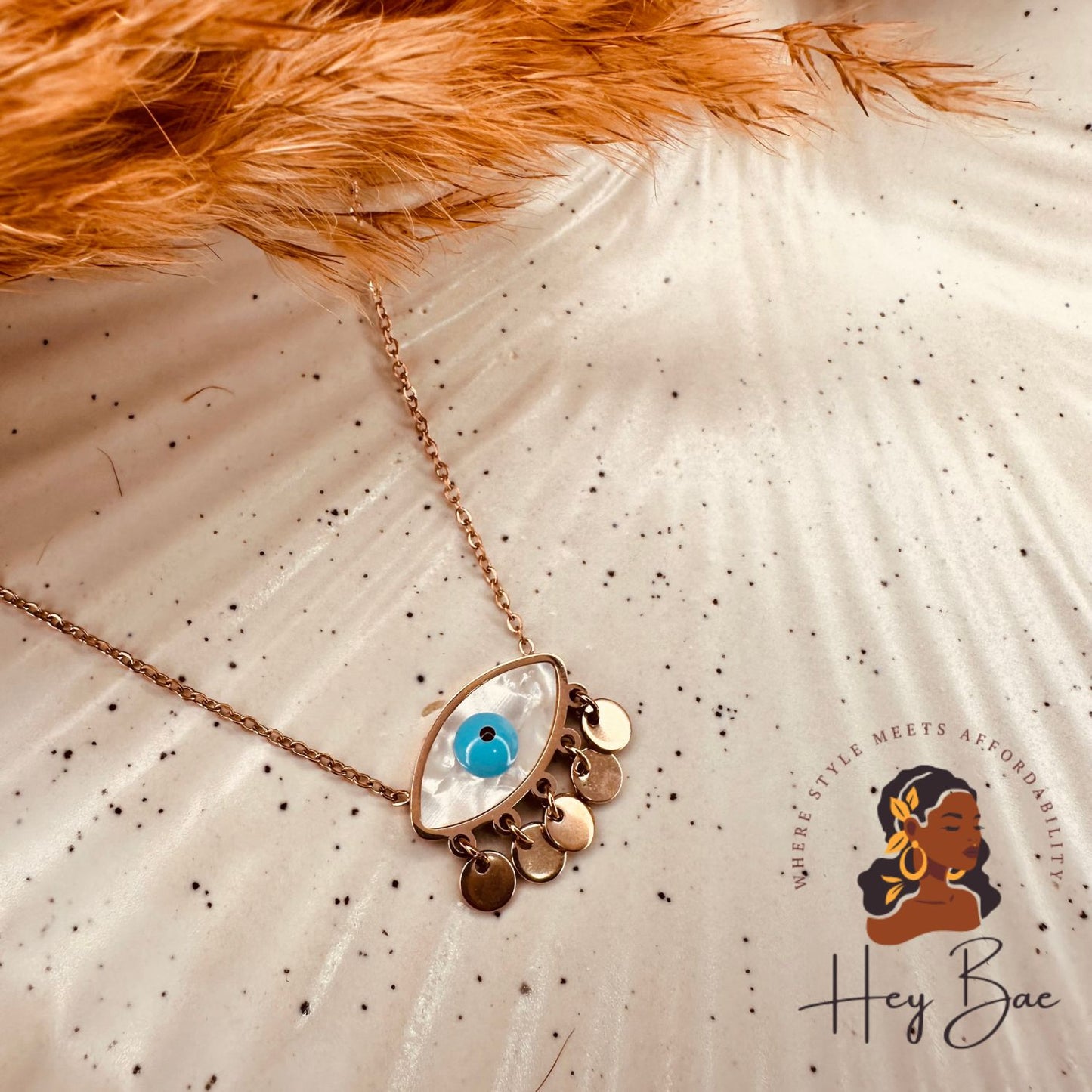Evil Eye Pendant Necklace – Layered Blue Stone & Crystal Charm
