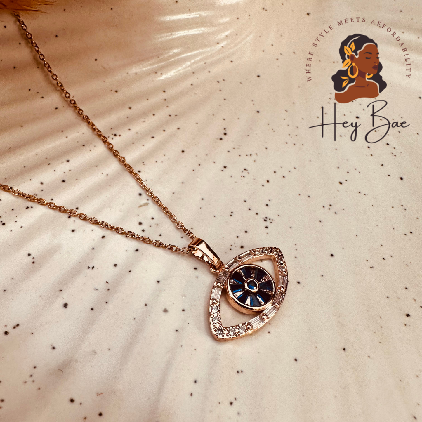 Evil Eye Pendant Necklace – Layered Blue Stone & Crystal Charm
