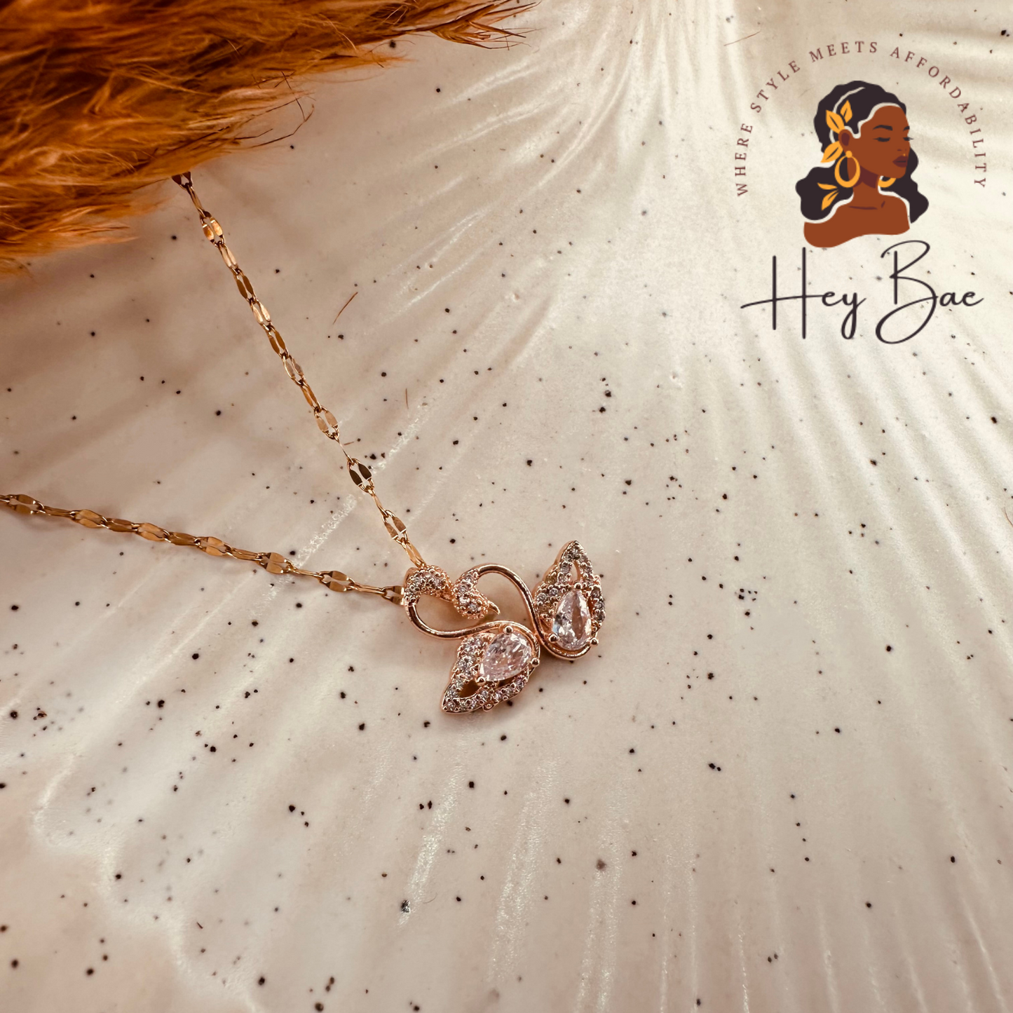 Butterfly Crystal Pendant Necklace – Dainty CZ Stone Chain