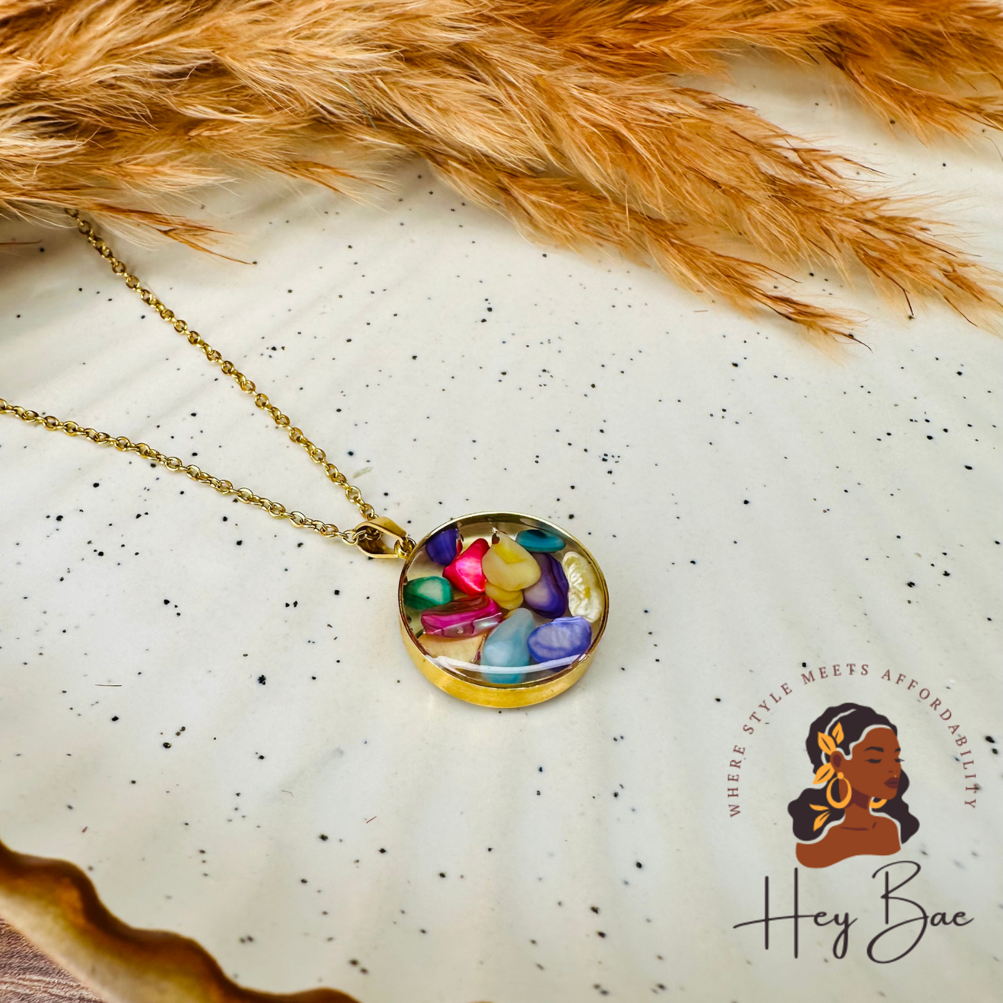 Multicolor Stone Pendant Necklace – Boho Chic Trendy Chain