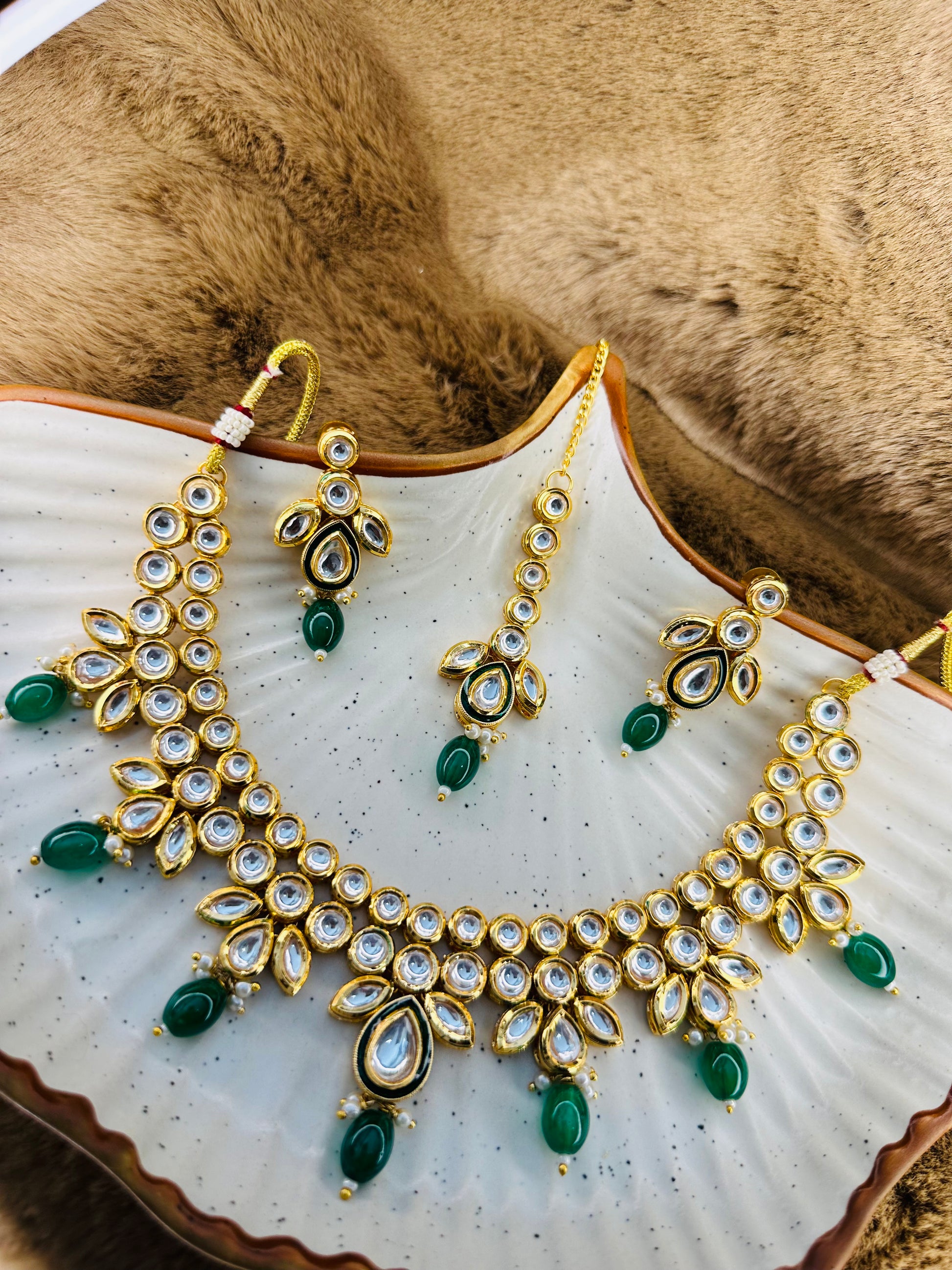 On-model green kundan necklace moment