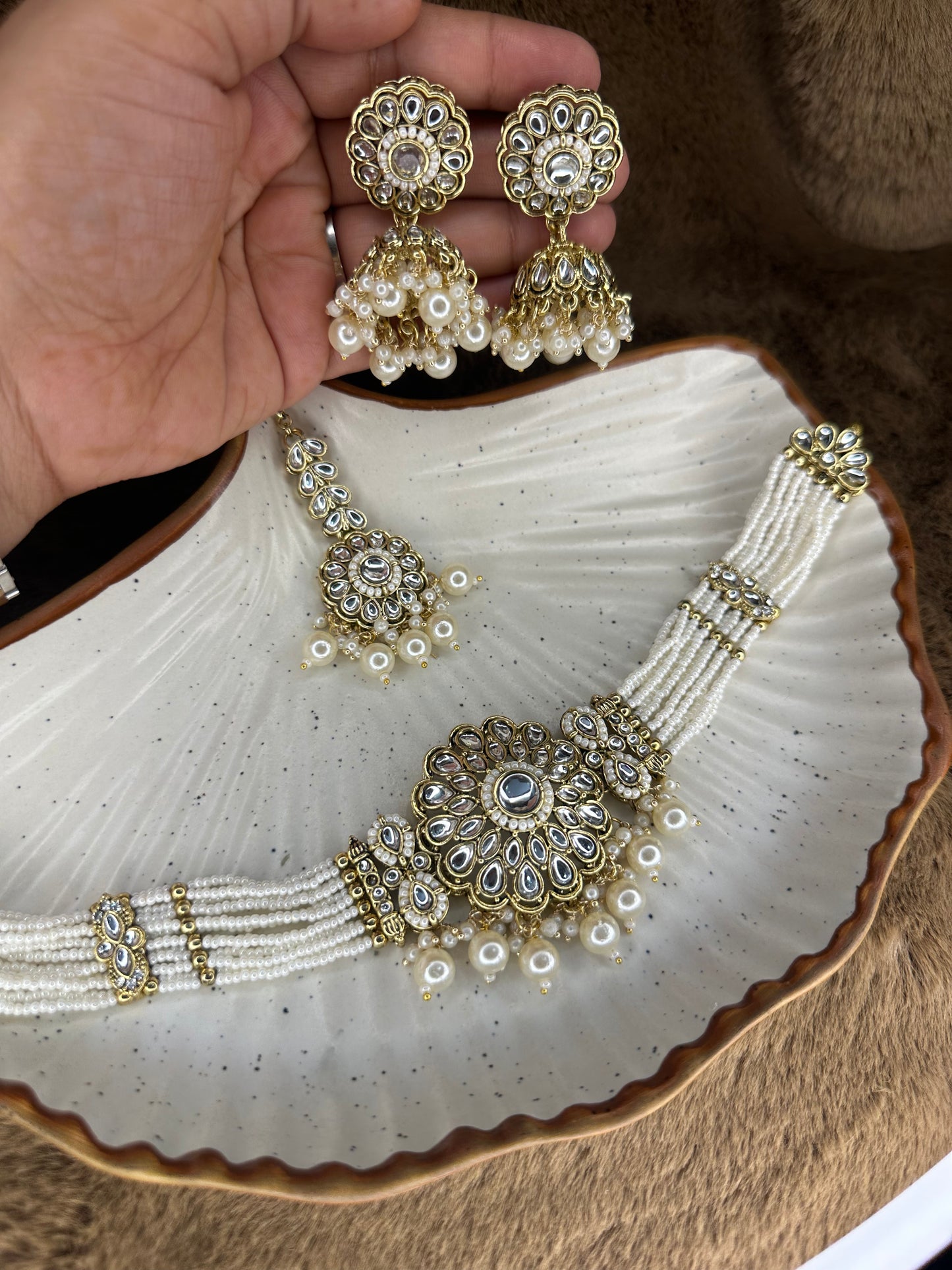 Choker, Earrings & Maang Tikka Set Display