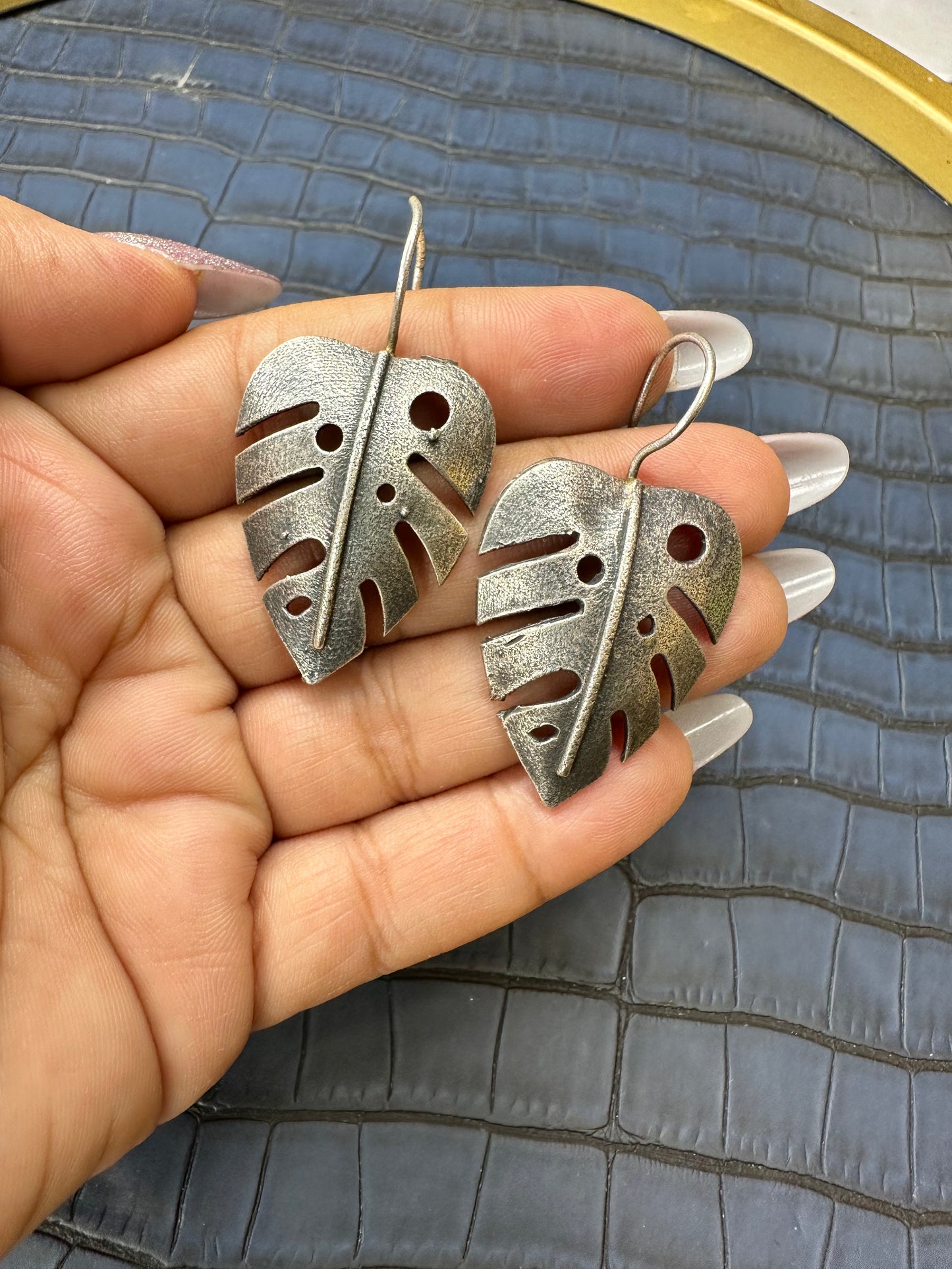 Flatlay Display of HeyBae Oxidised Brass Stud Earrings for Women