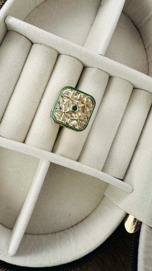 Diamond shape kundan ethnic ring