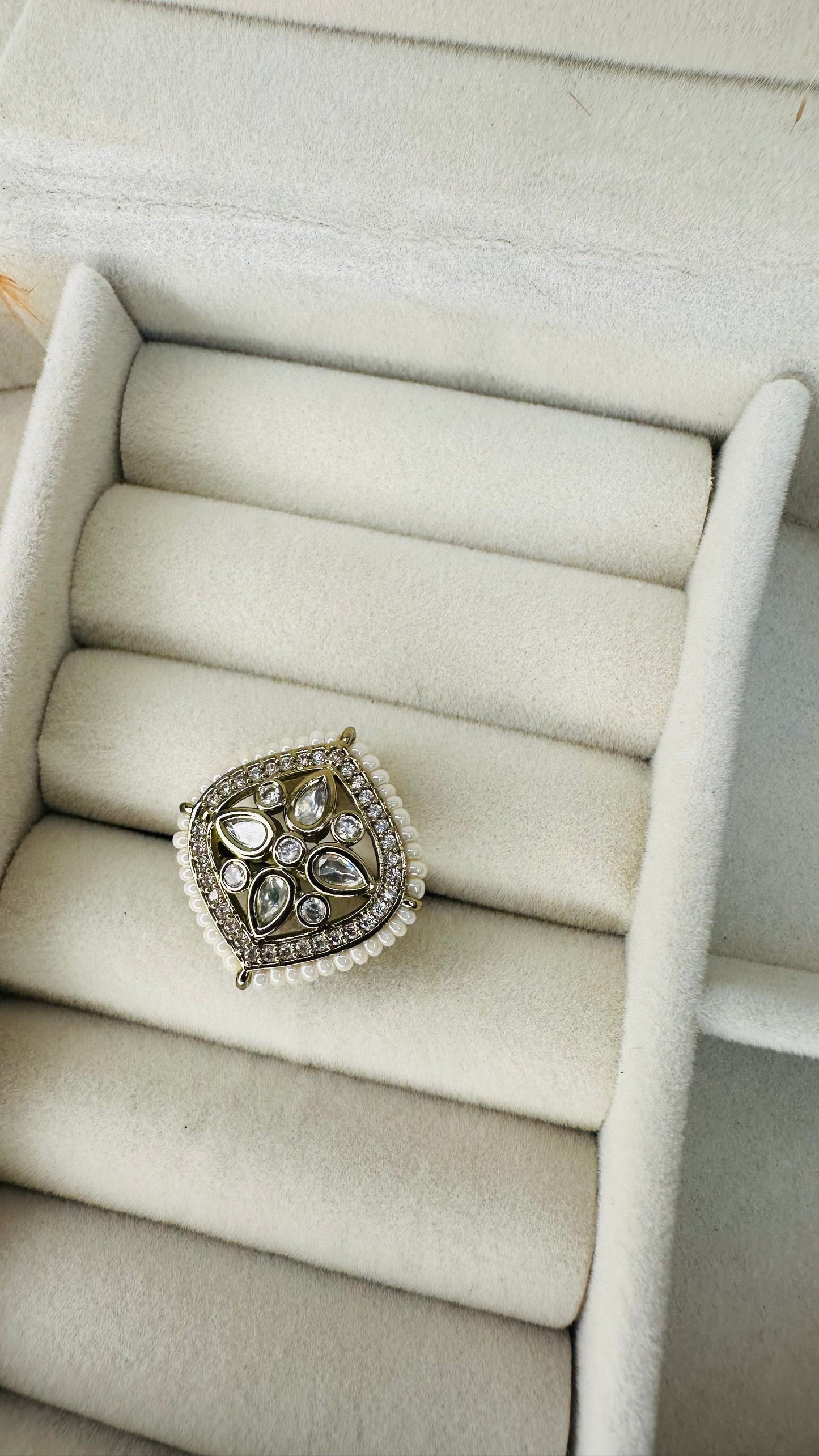 Cushion shape mughal style antique cocktail ring