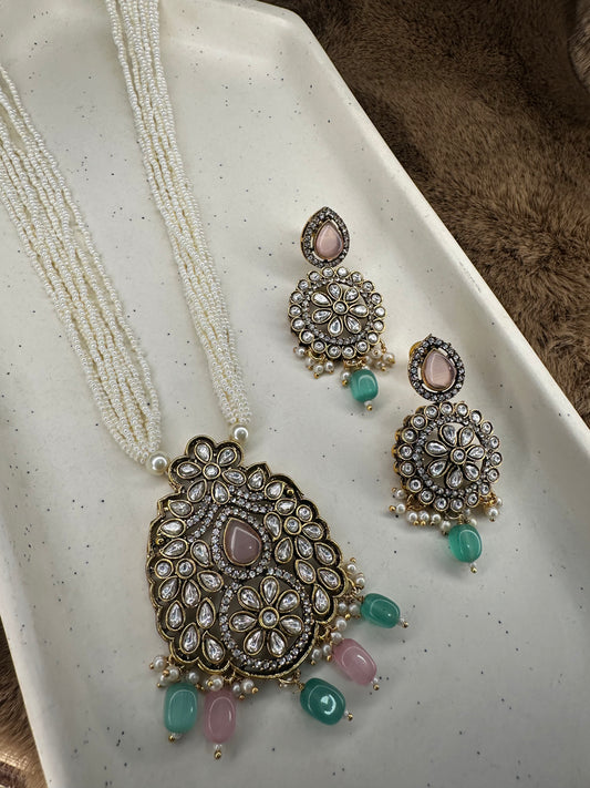 Pastel Green Pink Kundan Rani Haar Necklace – Hey Bae