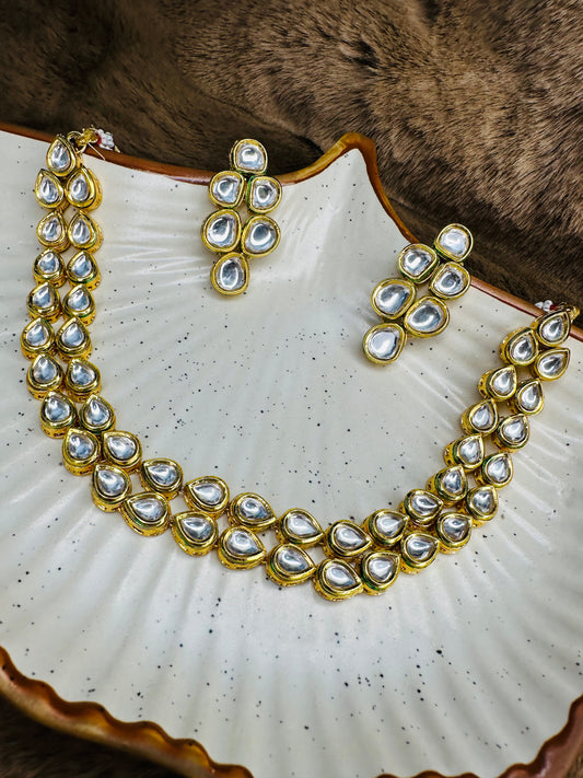 Teardrop Kundan Cluster Earrings