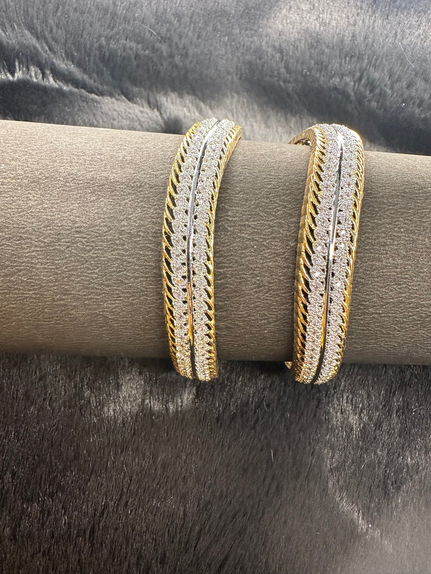 Elegant HeyBae Gold AD Designer Bangles presented in luxury packaging, ideal for weddings, festivals, and special gifts.
