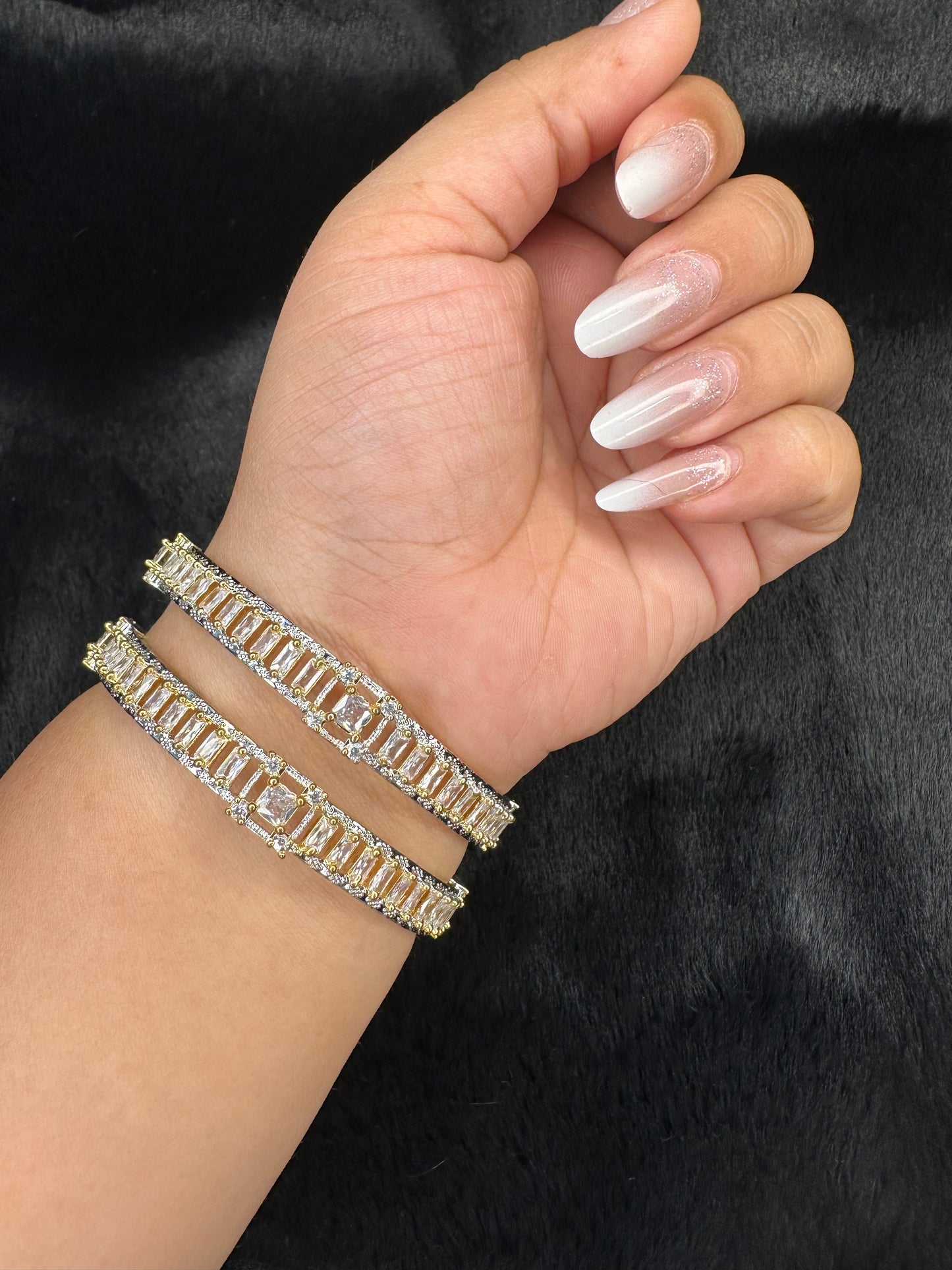 Gold & Silver AD Bangles – Elegant Designer Set of 2