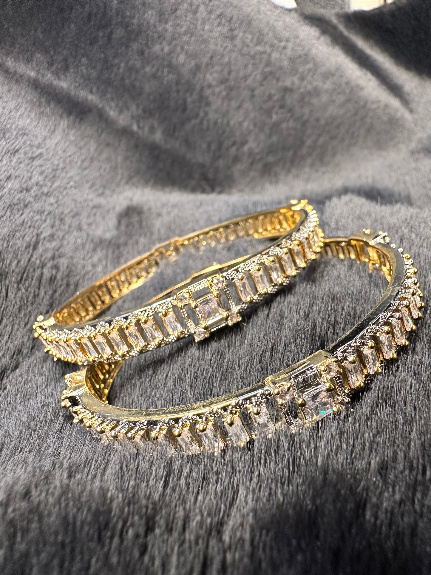 Gold & Silver AD Bangles – Elegant Designer Set of 2