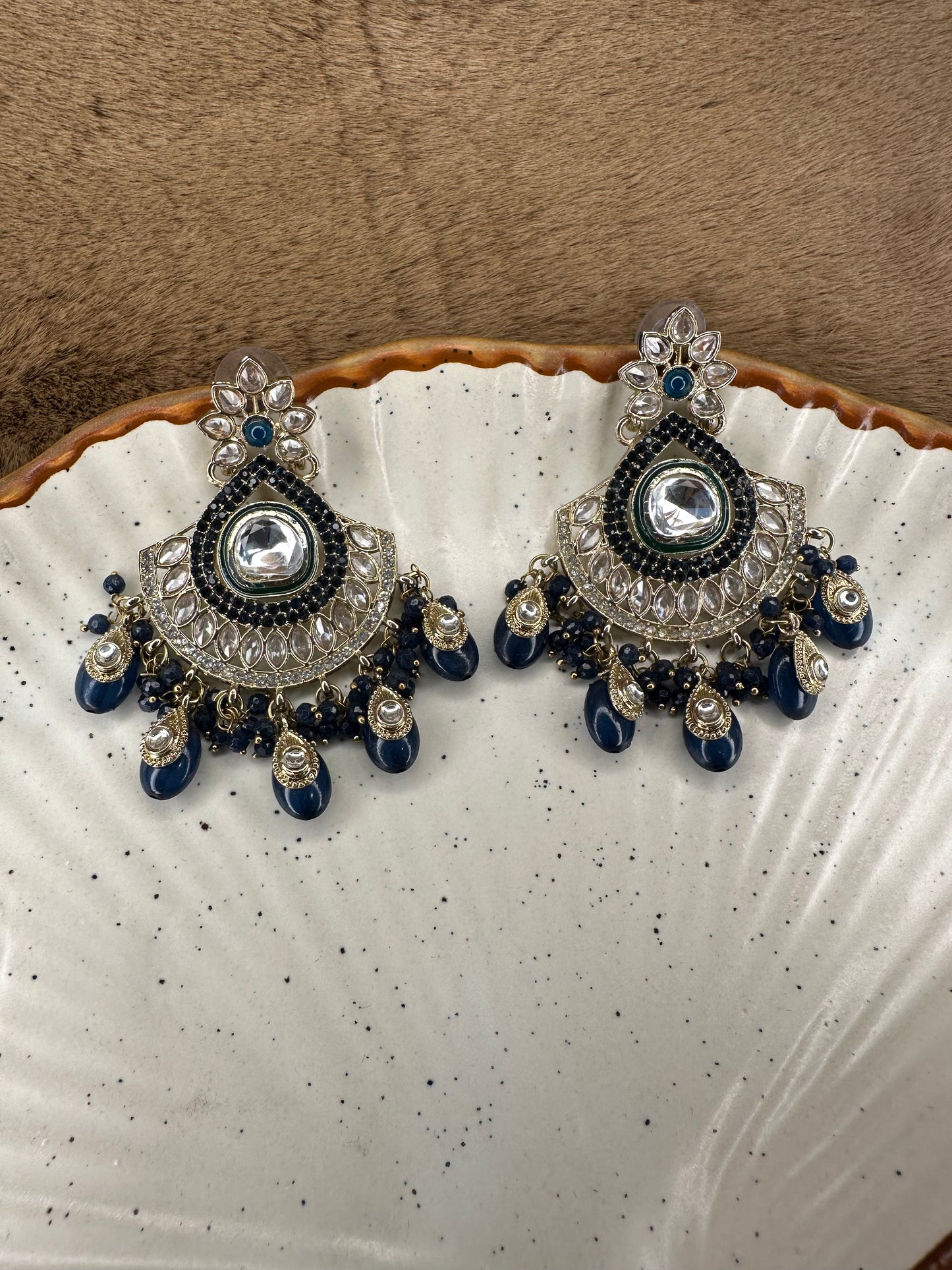 Black Bead Kundan Chandbali Earrings – Heybae Jewelry