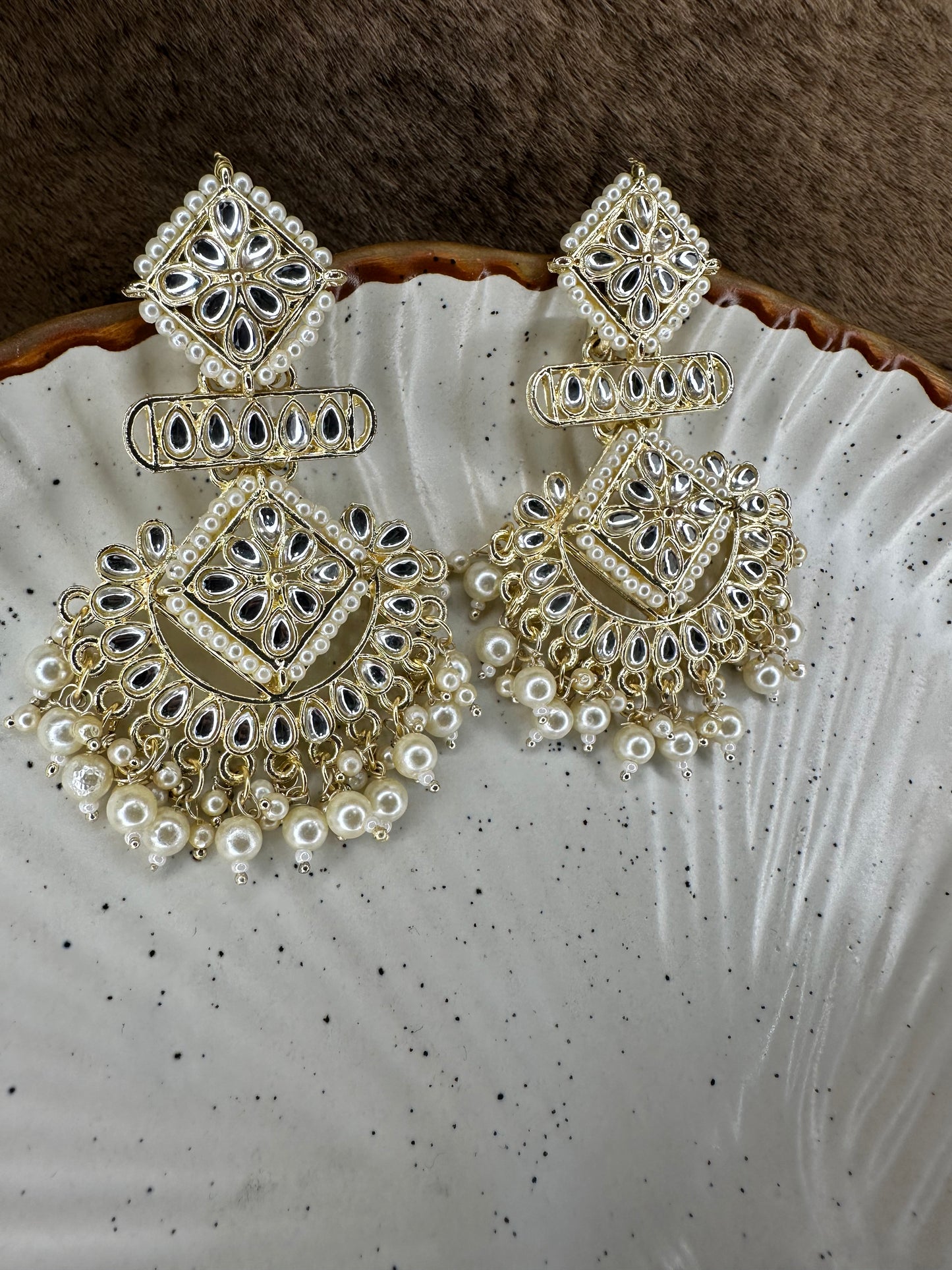 Pearl Drop Kundan Bridal Earrings – Heybae Jewelry
