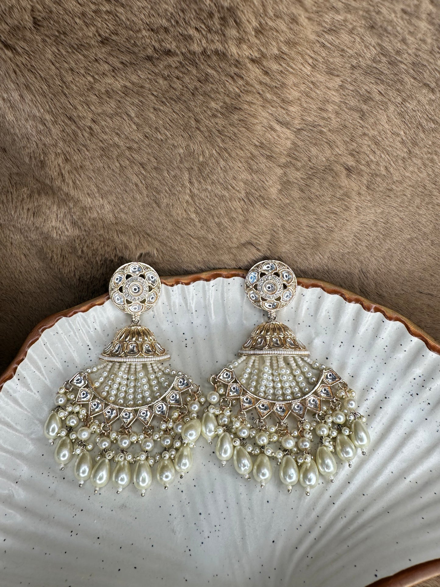 Pearl Drop Kundan Bridal Earrings – Heybae Jewelry