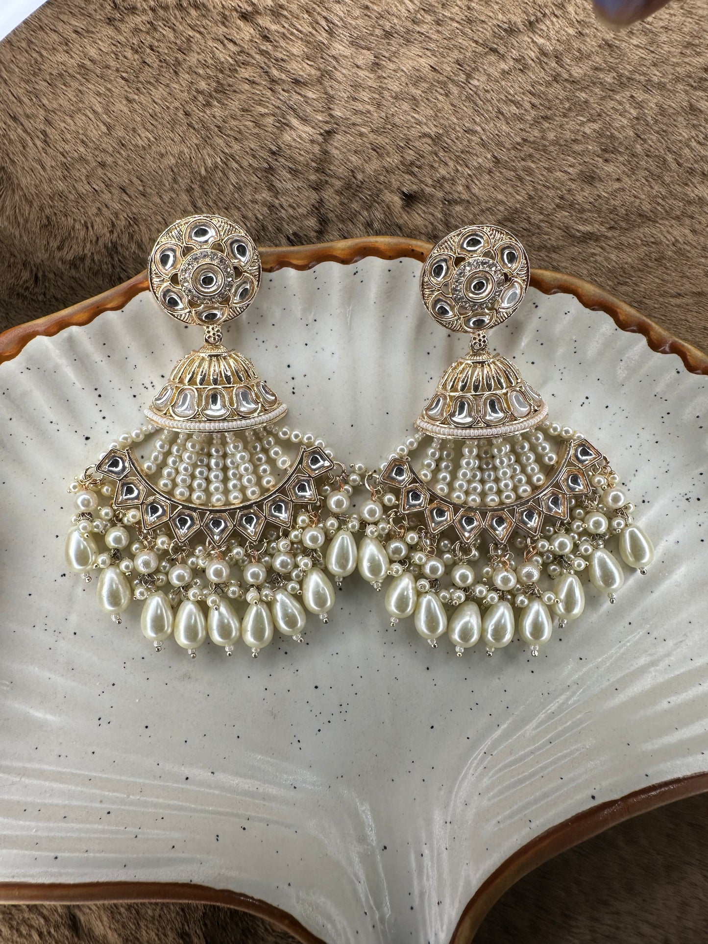 Pearl Drop Kundan Bridal Earrings – Heybae Jewelry