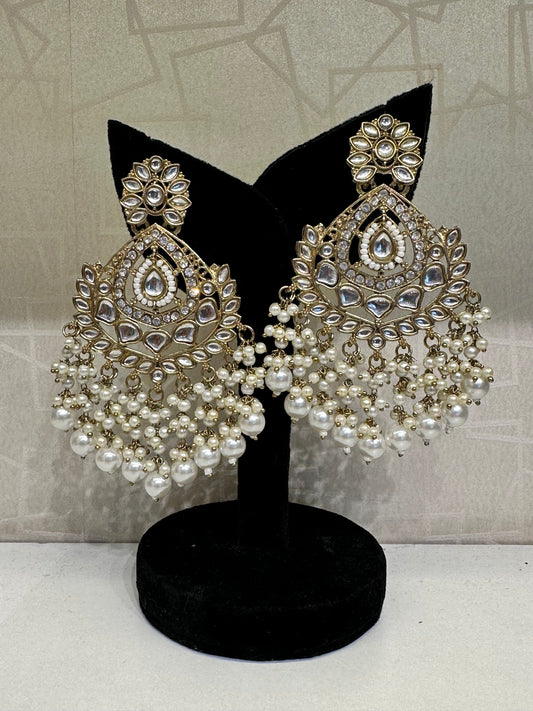 Pearl Drop Kundan Bridal Earrings – Heybae Jewelry