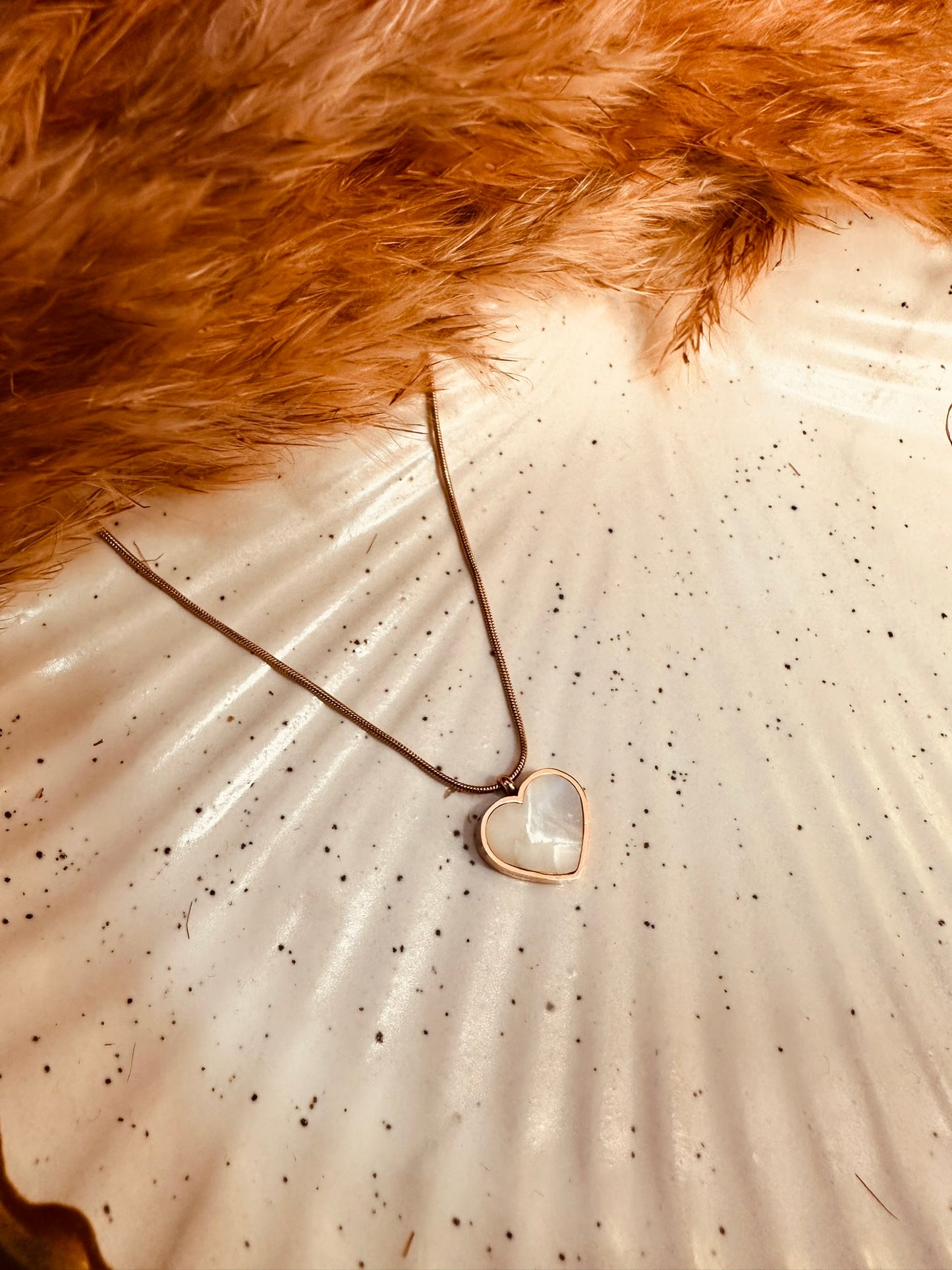 Heart Pendant Necklace – Dainty Gold Chain with Pearl Heart