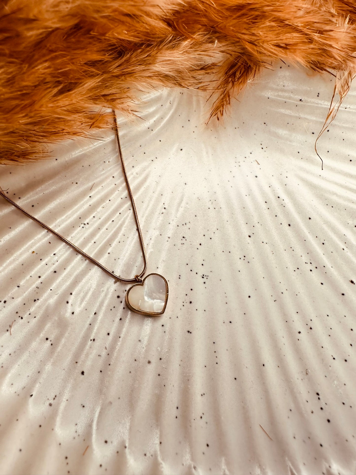 Heart Pendant Necklace – Dainty Gold Chain with Pearl Heart