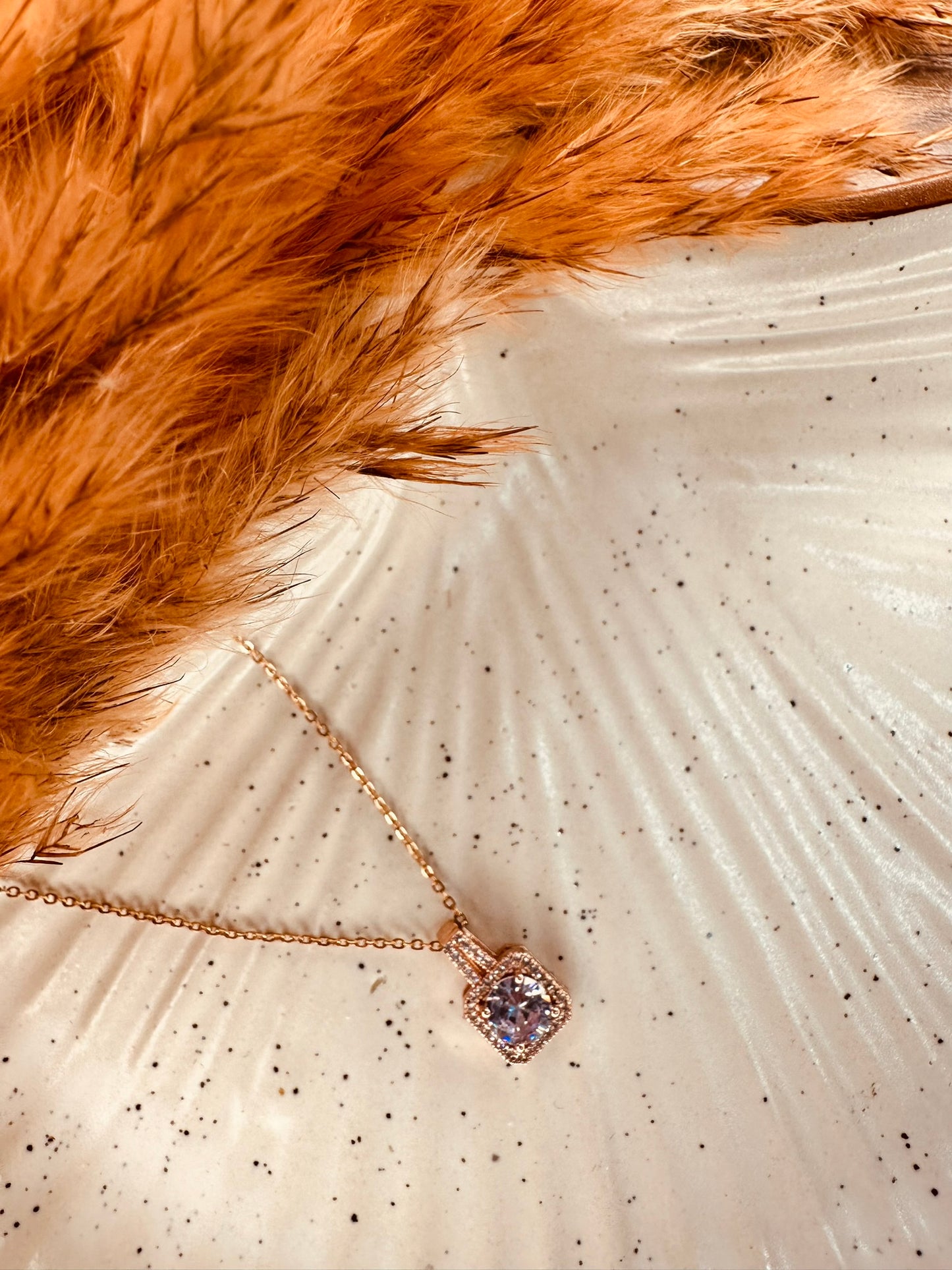 Solitaire Pendant Necklace – Rose Gold Crystal Chain for Women