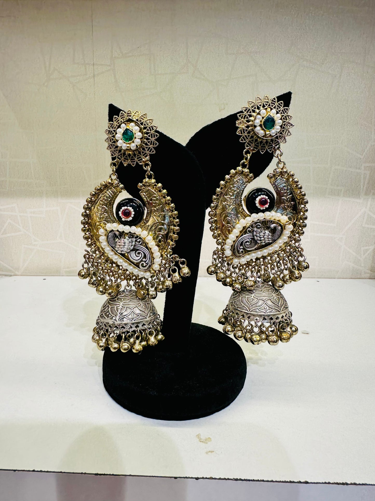 HeyBae Ethnic Pearl & Gold Jhumka Earrings