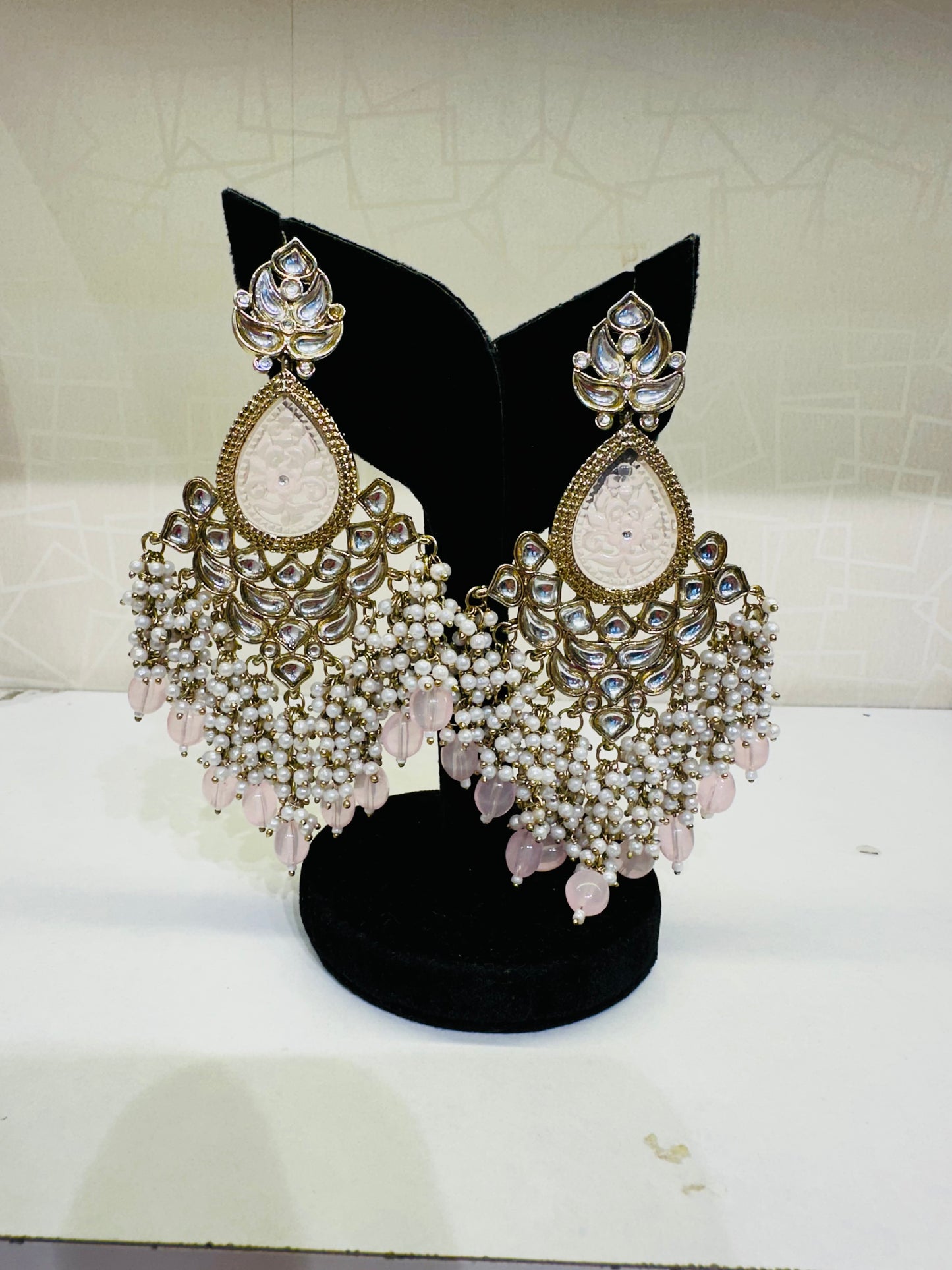 Green Stone & Pearl Bridal Earrings – Heybae Statement Jhumkas