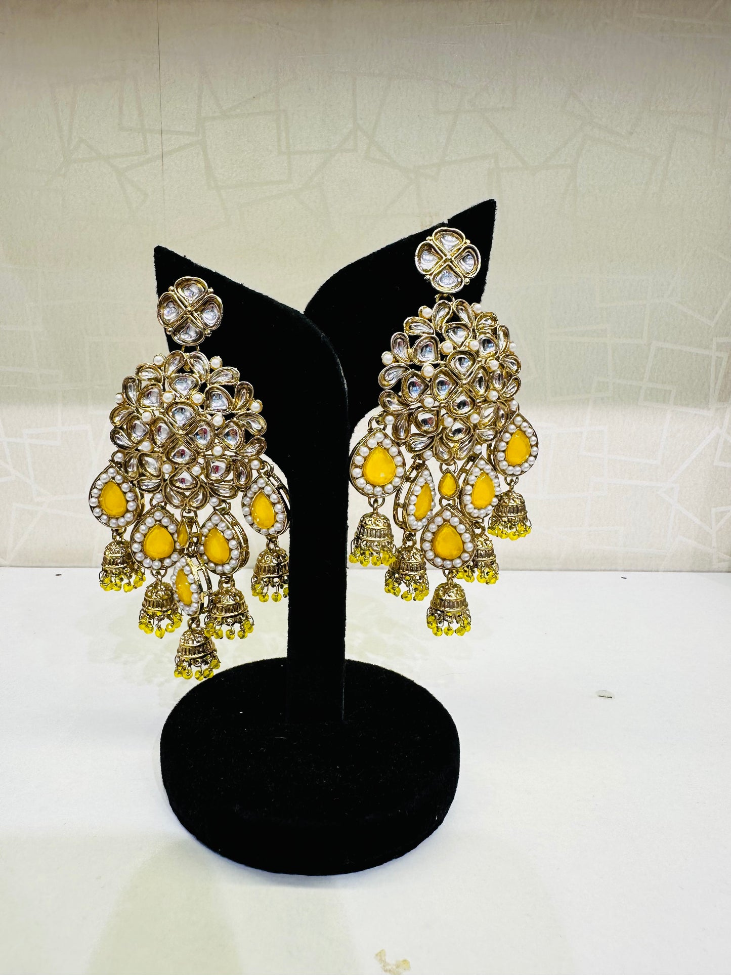 Green Stone & Pearl Bridal Earrings – Heybae Statement Jhumkas