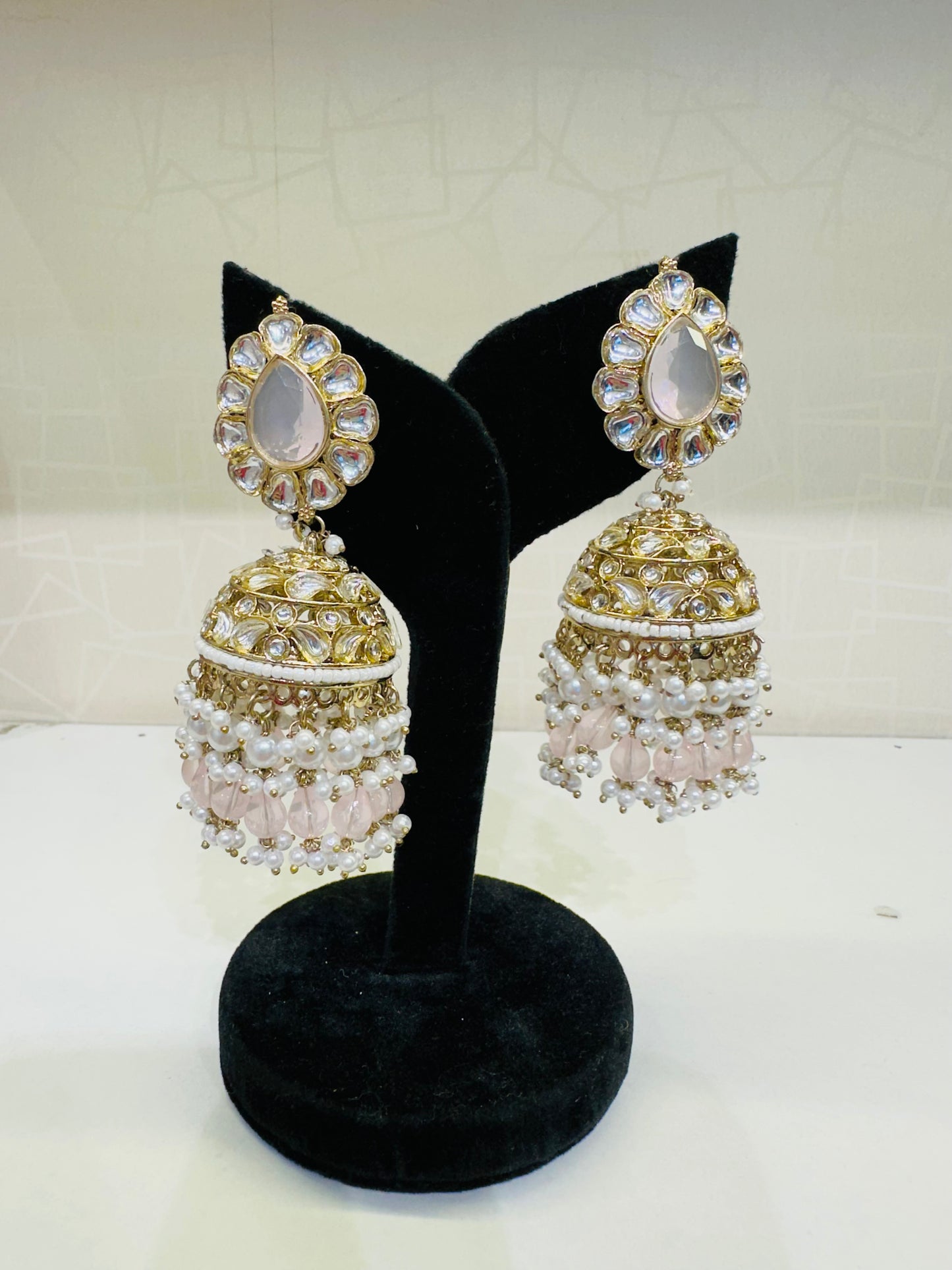 Red Stone & Pearl Kundan Jhumka Earrings – Heybae Jewelry