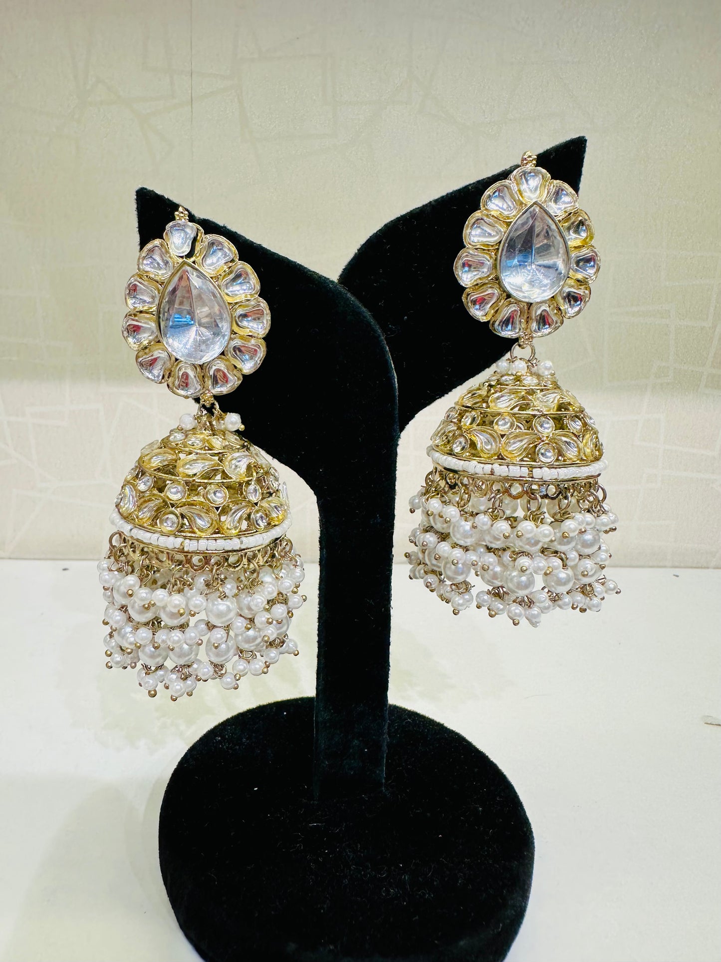 Red Stone & Pearl Kundan Jhumka Earrings – Heybae Jewelry