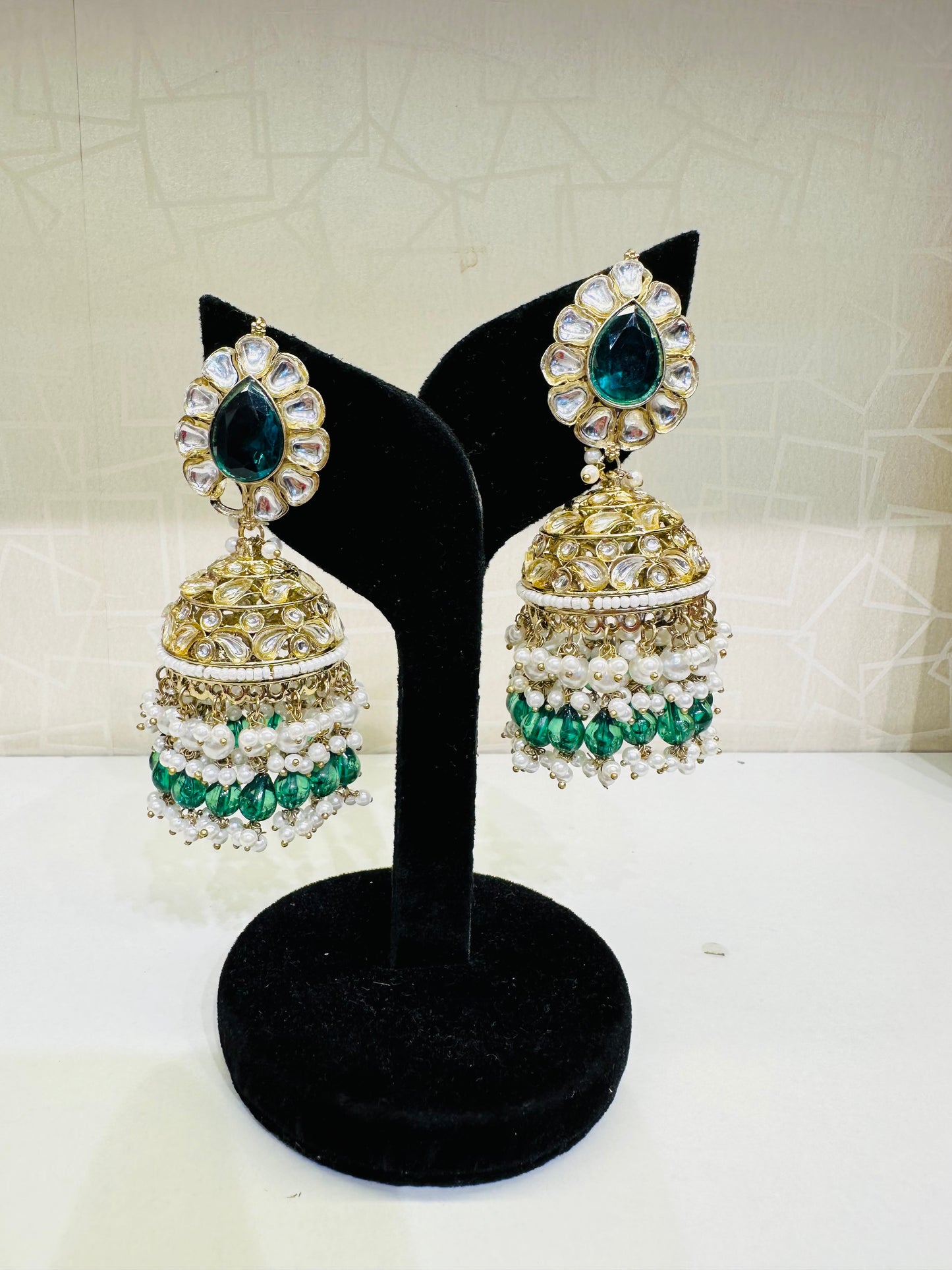 Red Stone & Pearl Kundan Jhumka Earrings – Heybae Jewelry