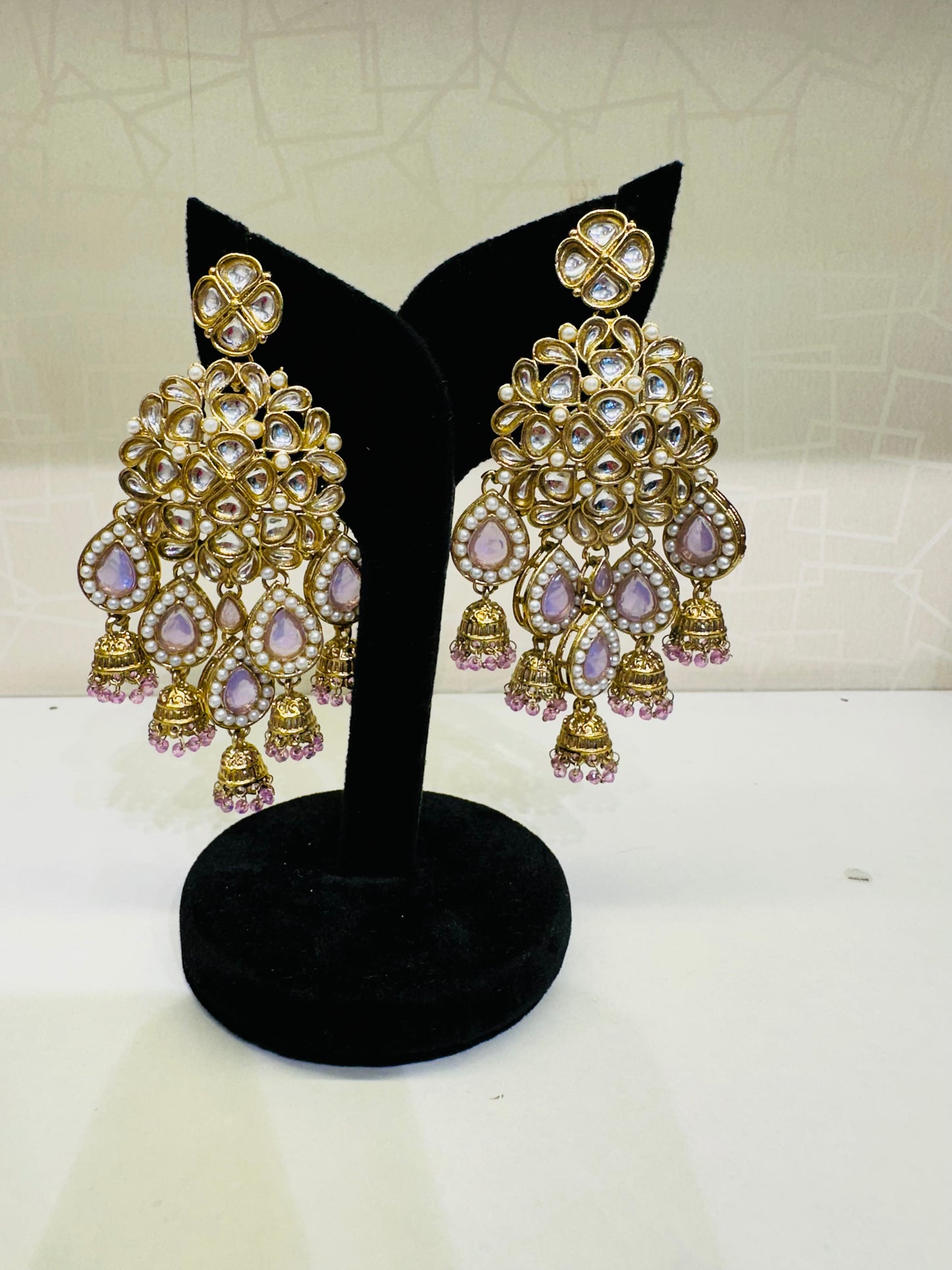 Green Stone & Pearl Bridal Earrings – Heybae Statement Jhumkas
