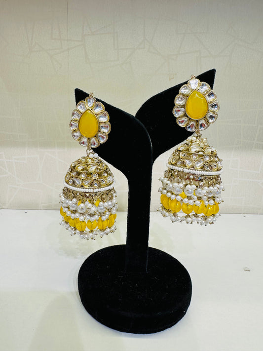 Red Stone & Pearl Kundan Jhumka Earrings – Heybae Jewelry