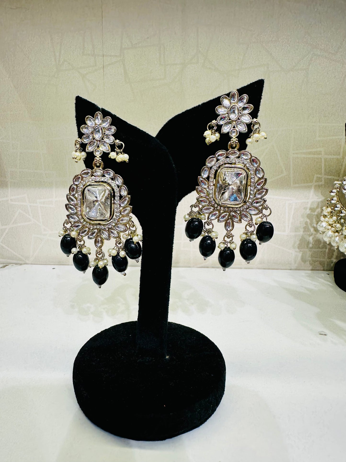 Green Stone & Pearl Bridal Earrings – Heybae Statement Jhumkas