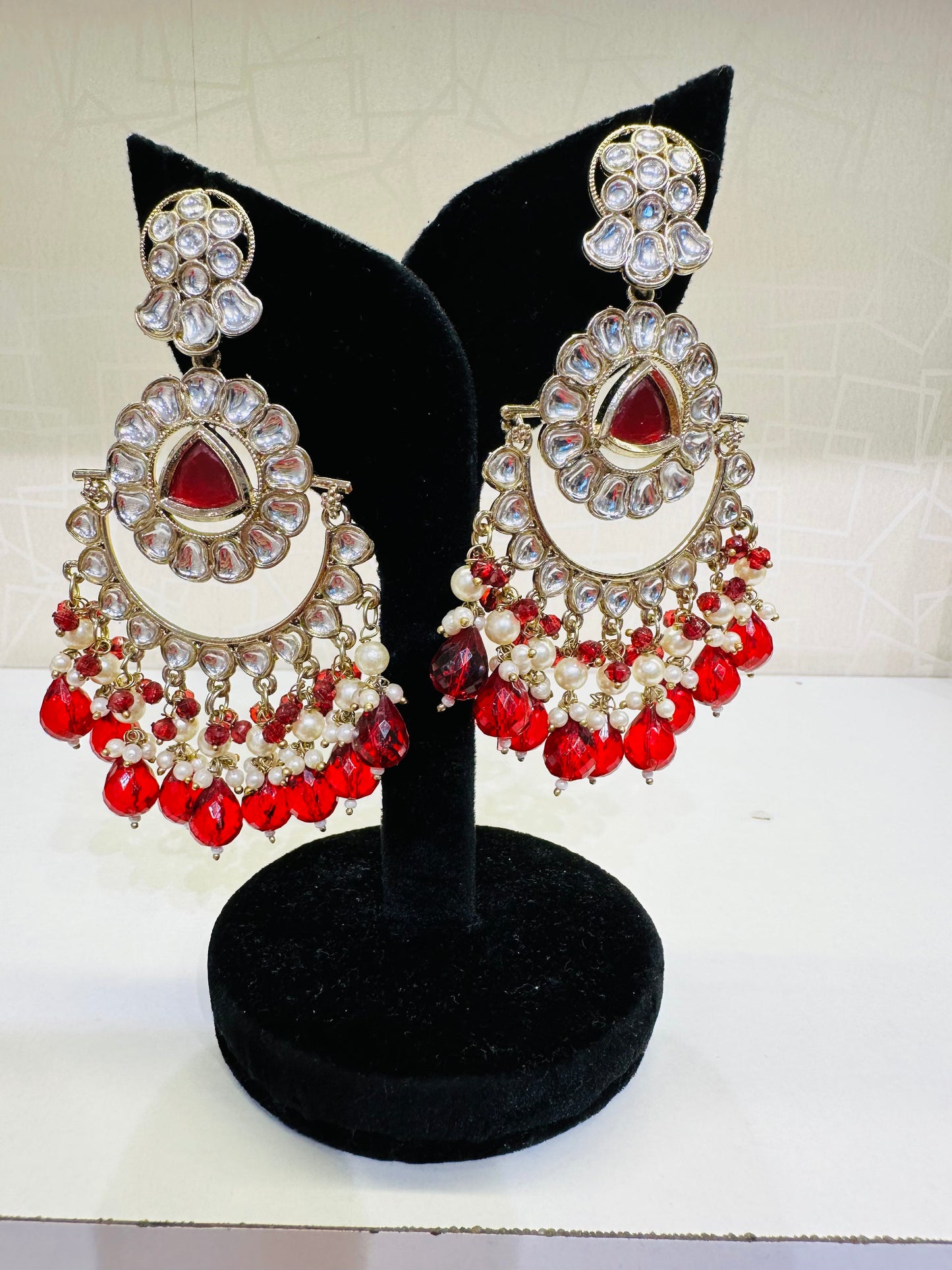 Green Stone & Pearl Bridal Earrings – Heybae Statement Jhumkas