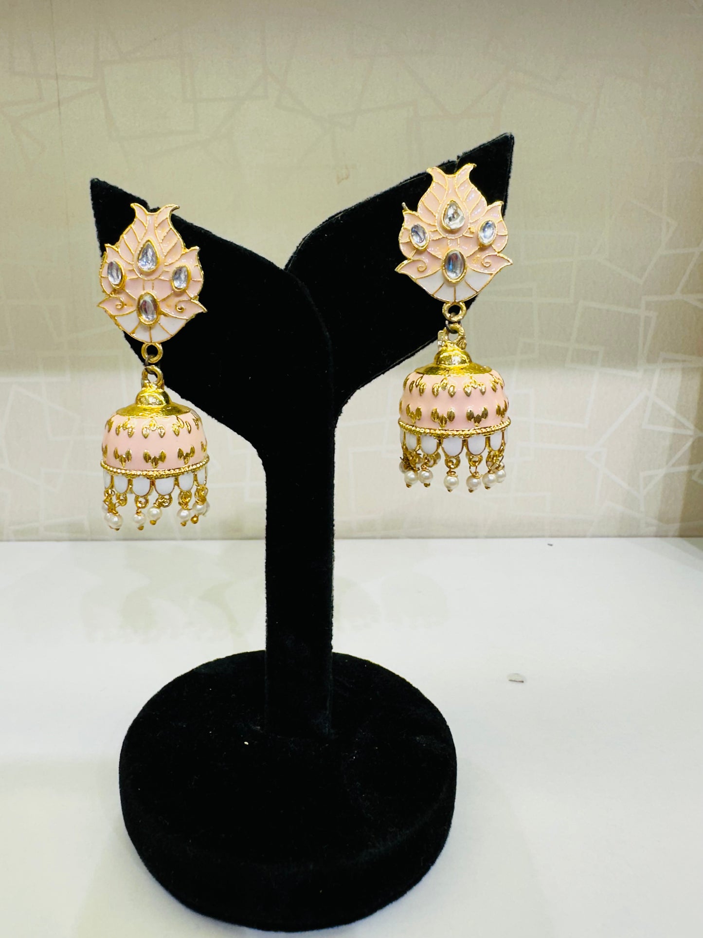 Blue Enamel Kundan Jhumka Earrings – Heybae Ethnic Jewelry