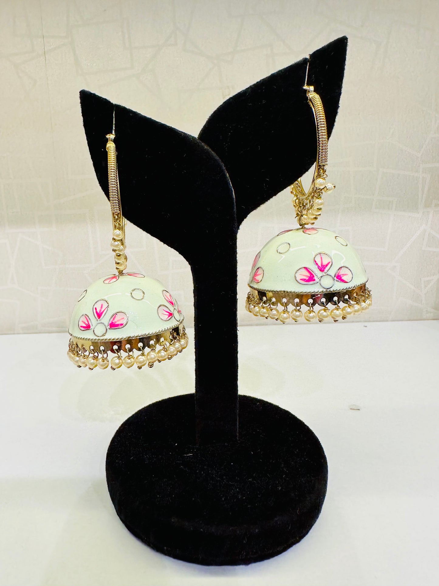 Blue Enamel Kundan Jhumka Earrings – Heybae Ethnic Jewelry