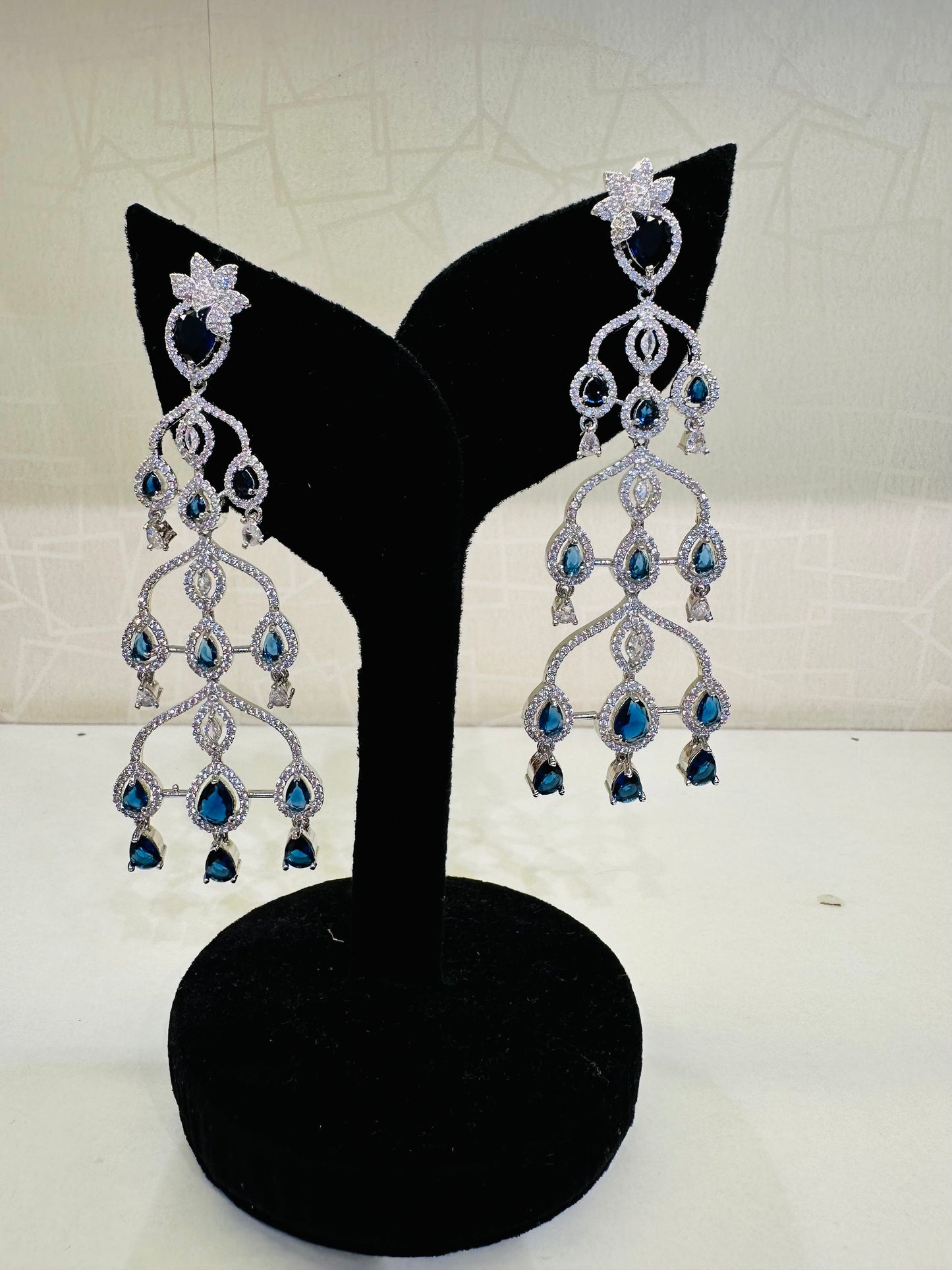 Green Stone Long AD Earrings – Heybae Party Jewelry