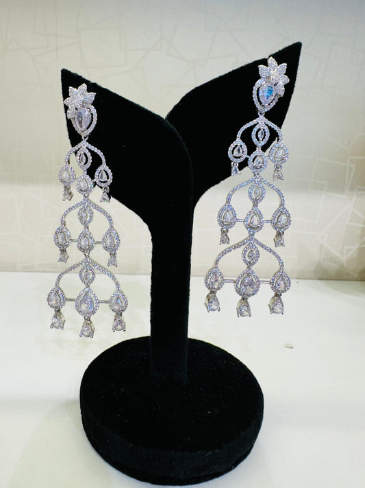 Green Stone Long AD Earrings – Heybae Party Jewelry