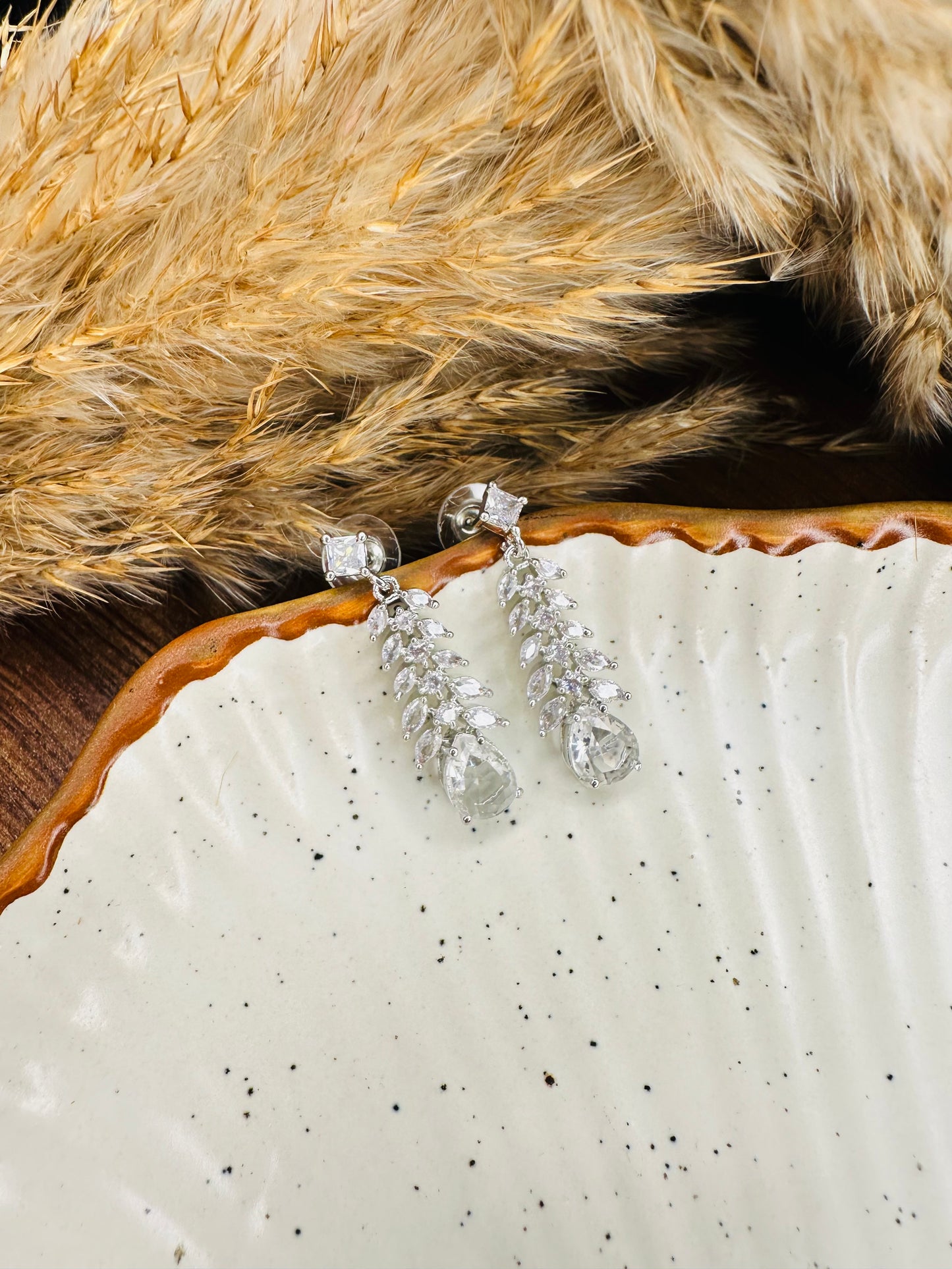 Pink Stone AD Drop Earrings – Heybae Elegant Party Jewelry
