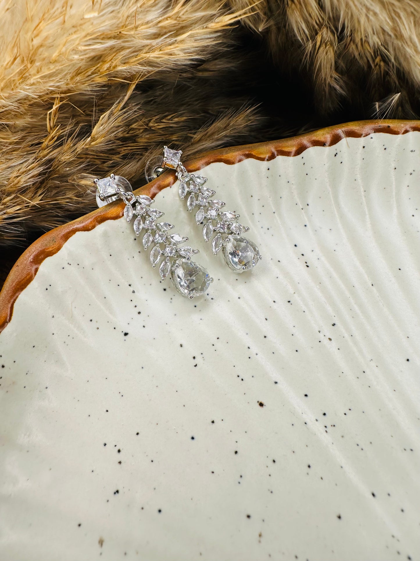 Pink Stone AD Drop Earrings – Heybae Elegant Party Jewelry