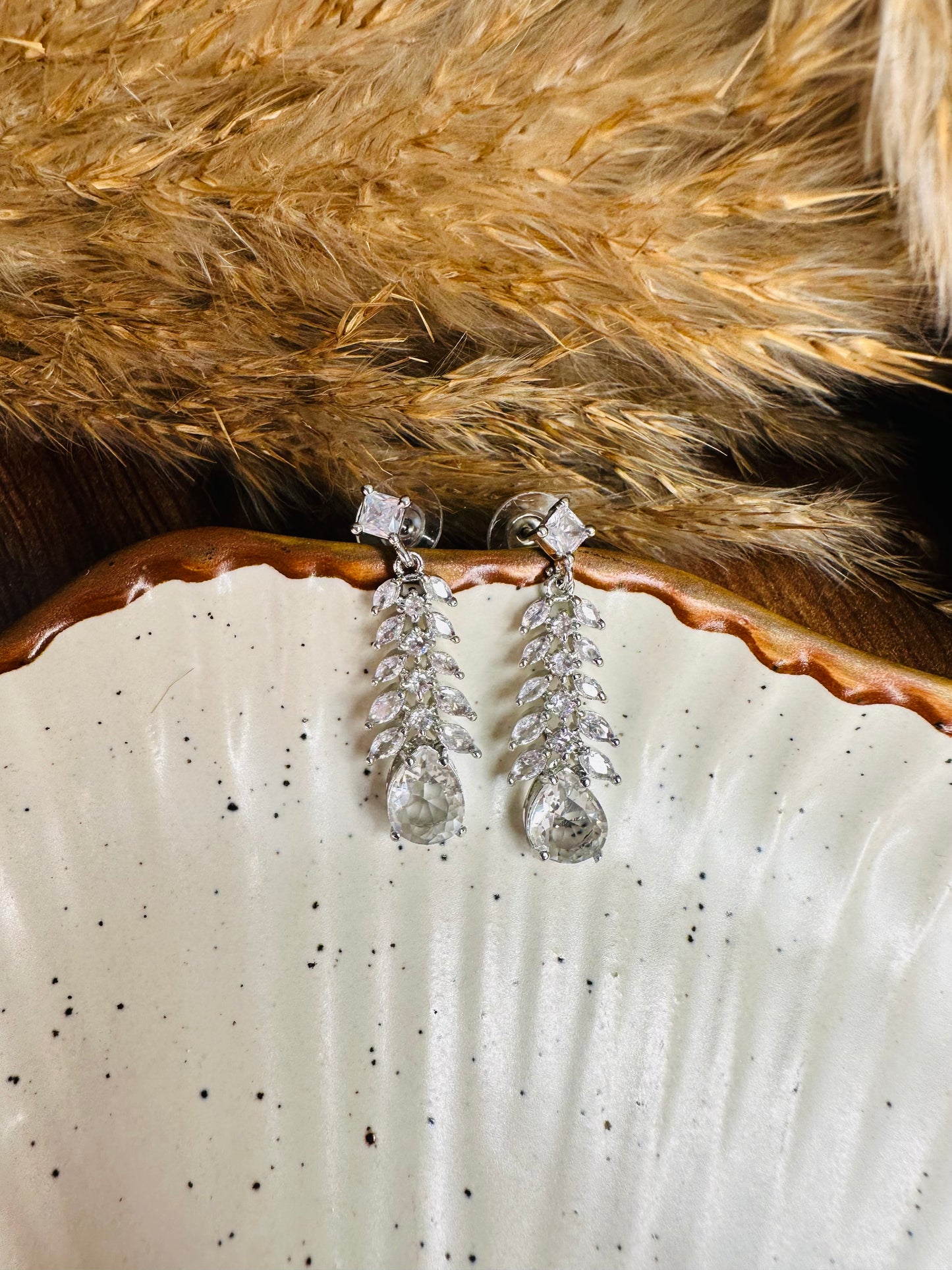 Pink Stone AD Drop Earrings – Heybae Elegant Party Jewelry