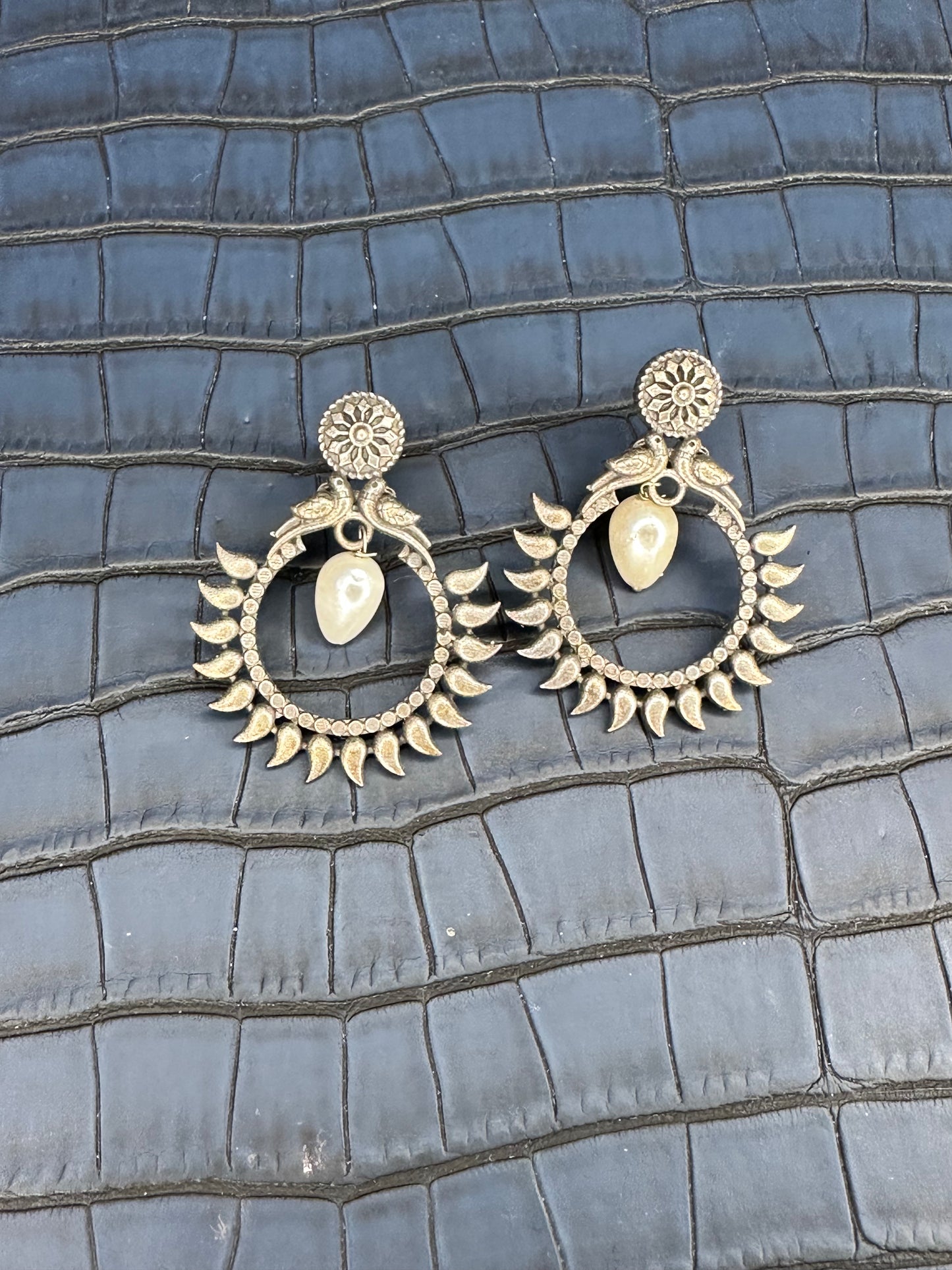 HeyBae Oxidised Circle Stud Earrings - Brass, Heavy Quality, Lightweight