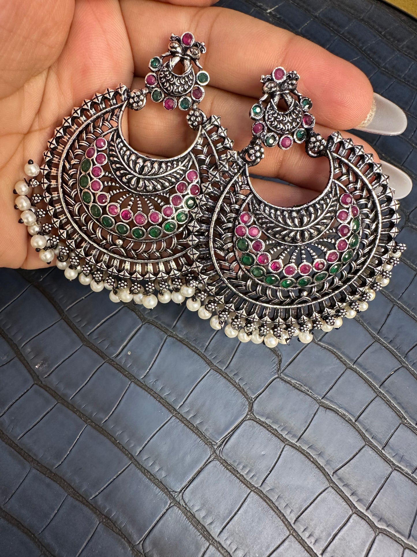 HeyBae Big Oxidised Jhumkas for Women – Ethnic & Western Statement Earrings