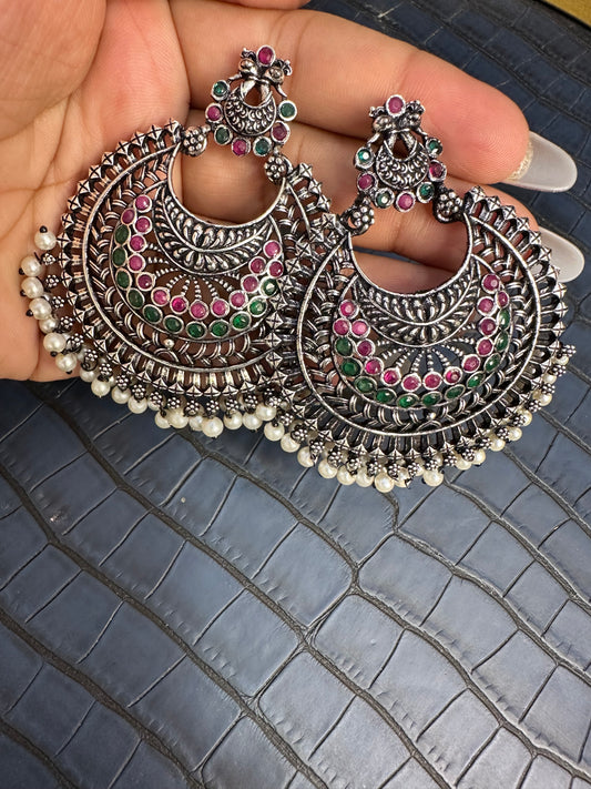 HeyBae Big Oxidised Jhumkas for Women – Ethnic & Western Statement Earrings
